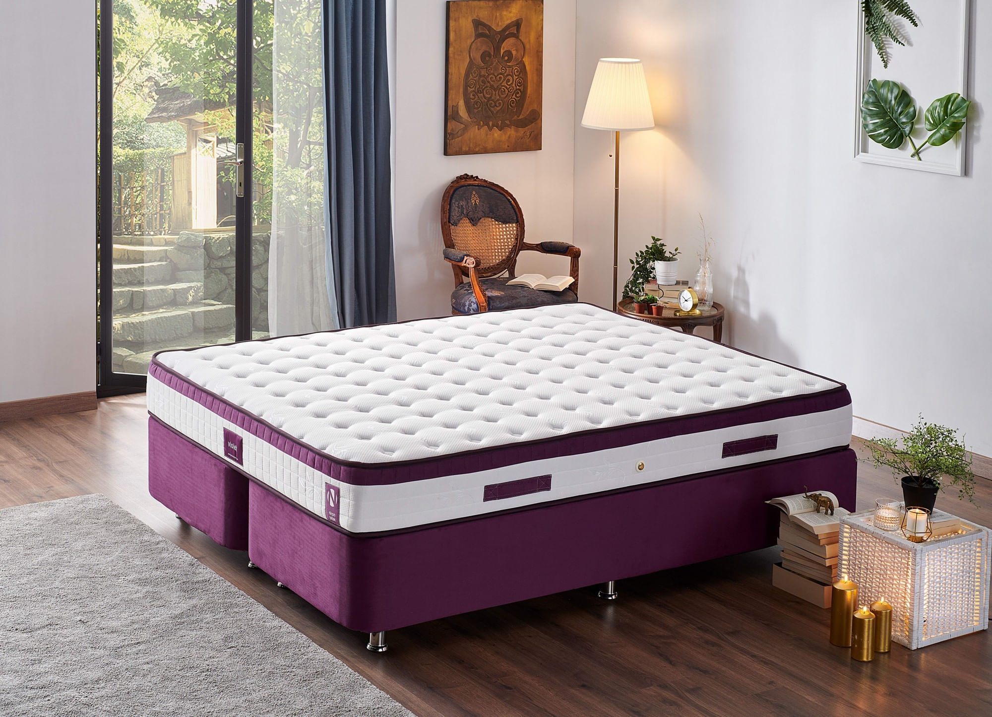 Saltea Hanah Home, 140 x 200 x 23 cm, alb/mov, 480NRN1332 — imaginea 3