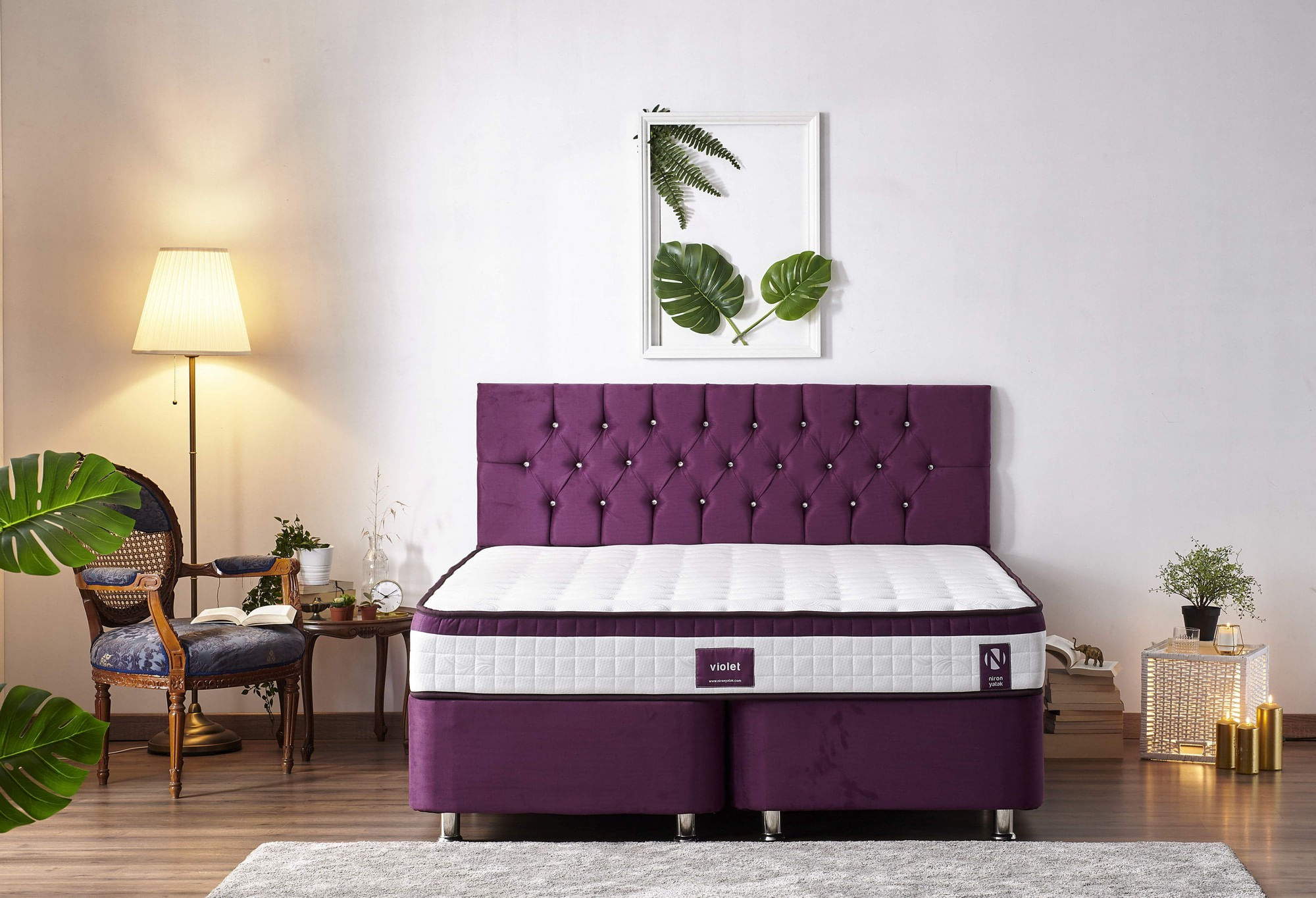 Saltea Hanah Home, 140 x 200 x 23 cm, alb/mov, 480NRN1332 — imaginea 5