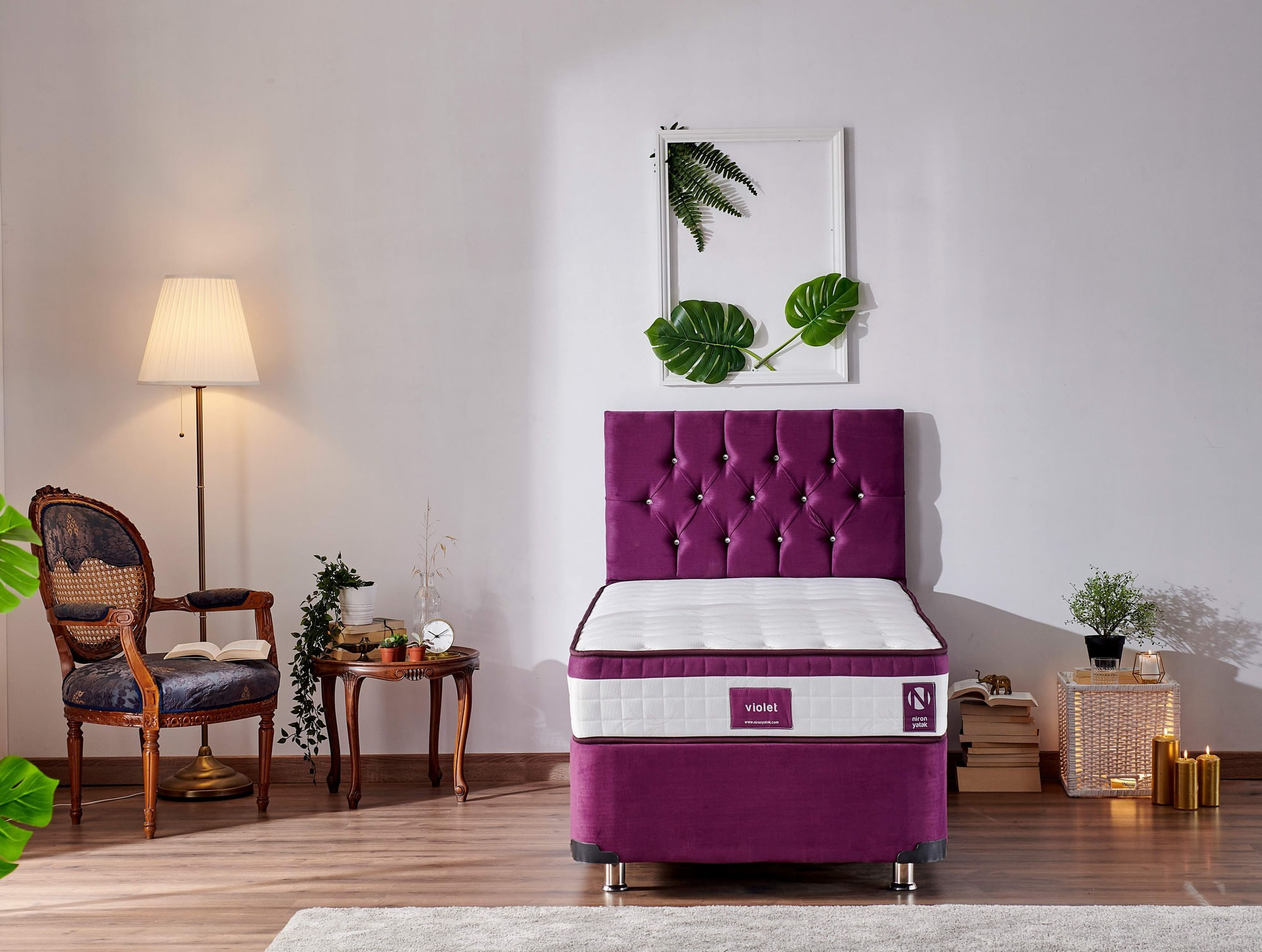 Saltea Hanah Home, 120 x 200 x 23 cm, alb/mov, 480NRN1330 — imaginea 2