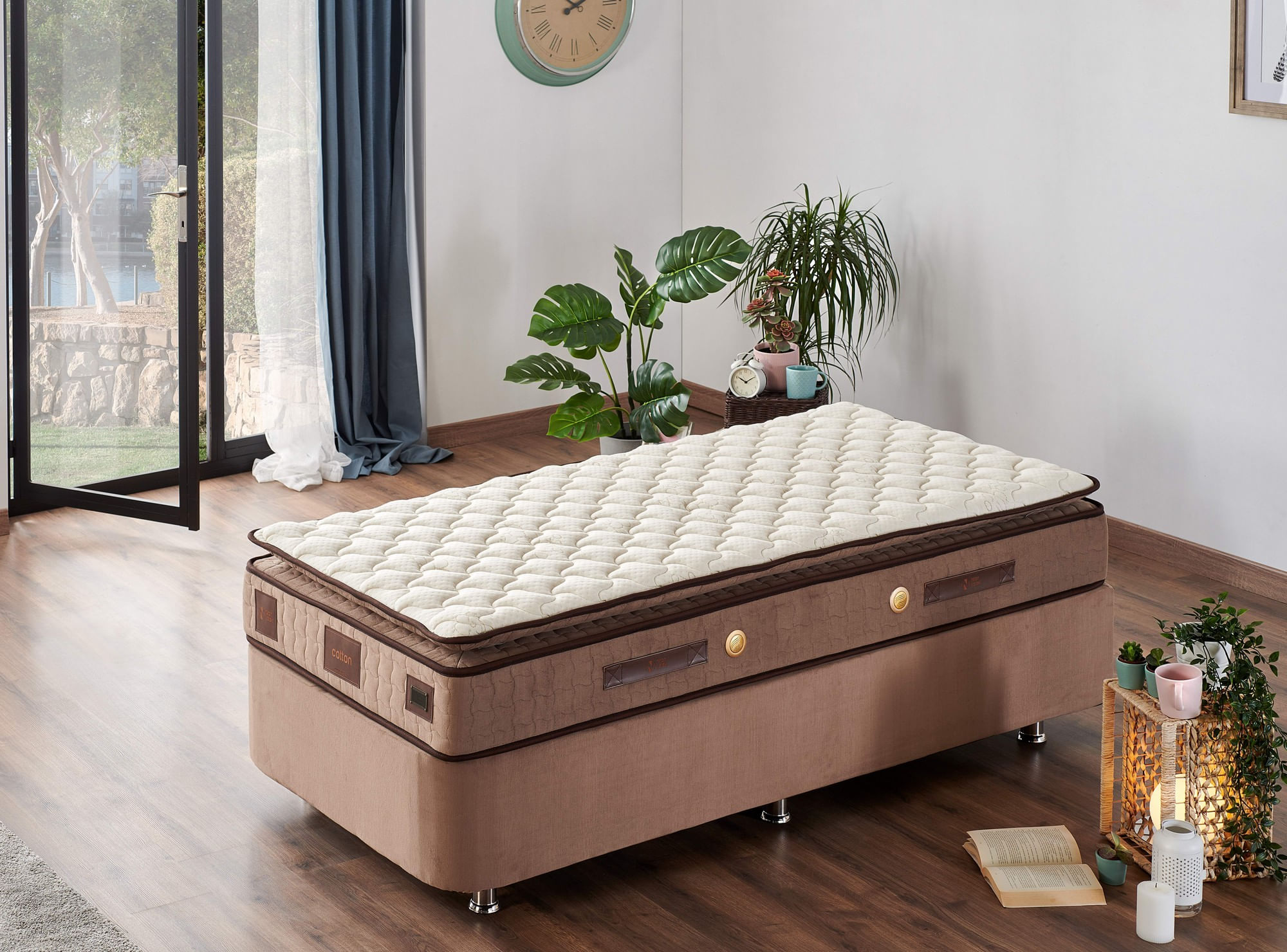 Saltea Hanah Home, 100% bumbac/fetru, 90 x 200 x 25 cm, alb/maro, 480NRN1338 — imaginea 4