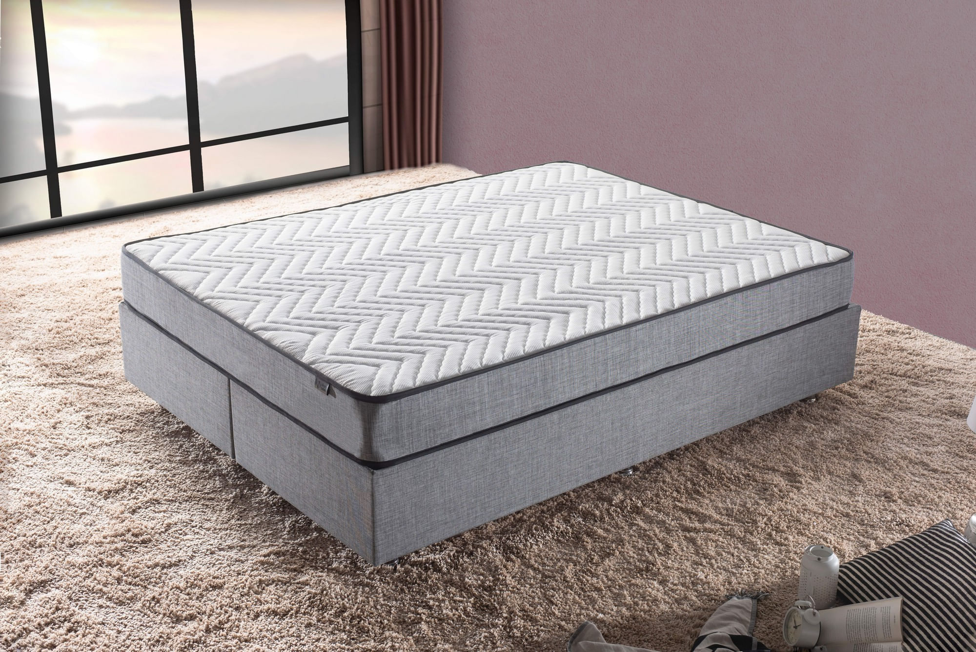 Saltea Hanah Home, fetru, 140 x 200 x 21 cm, alb/gri, 480NRN1297 — imaginea 5