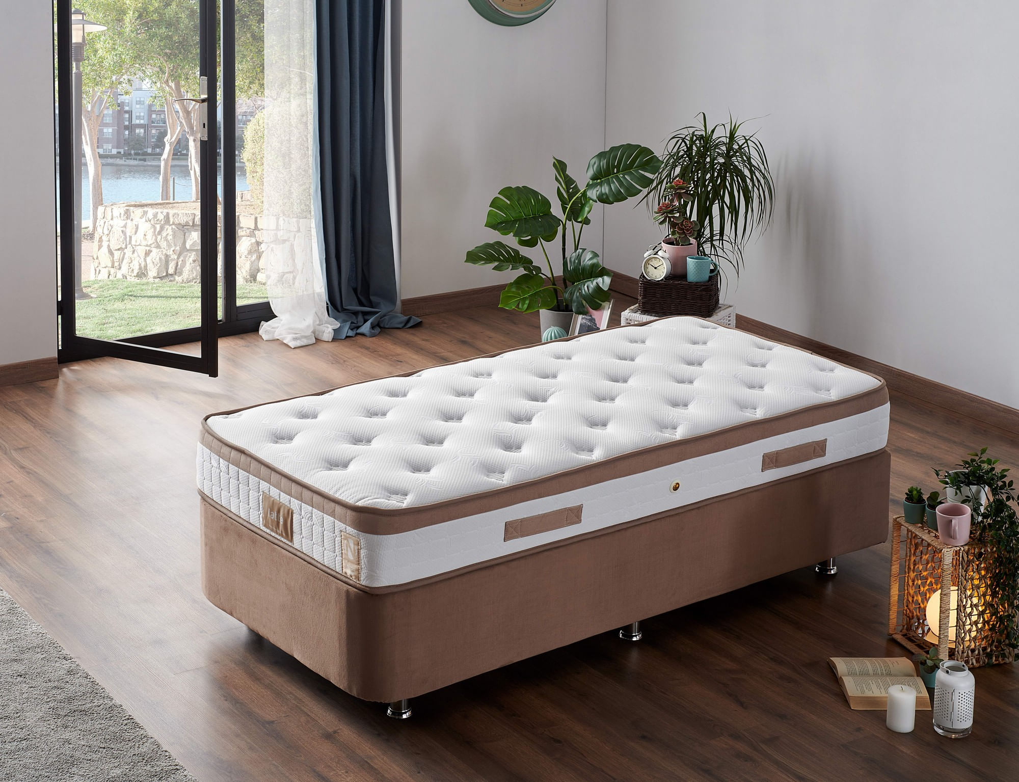 Saltea Hanah Home, 100 x 200 x 23 cm, alb/maro, 480NRN1224 — imaginea 3