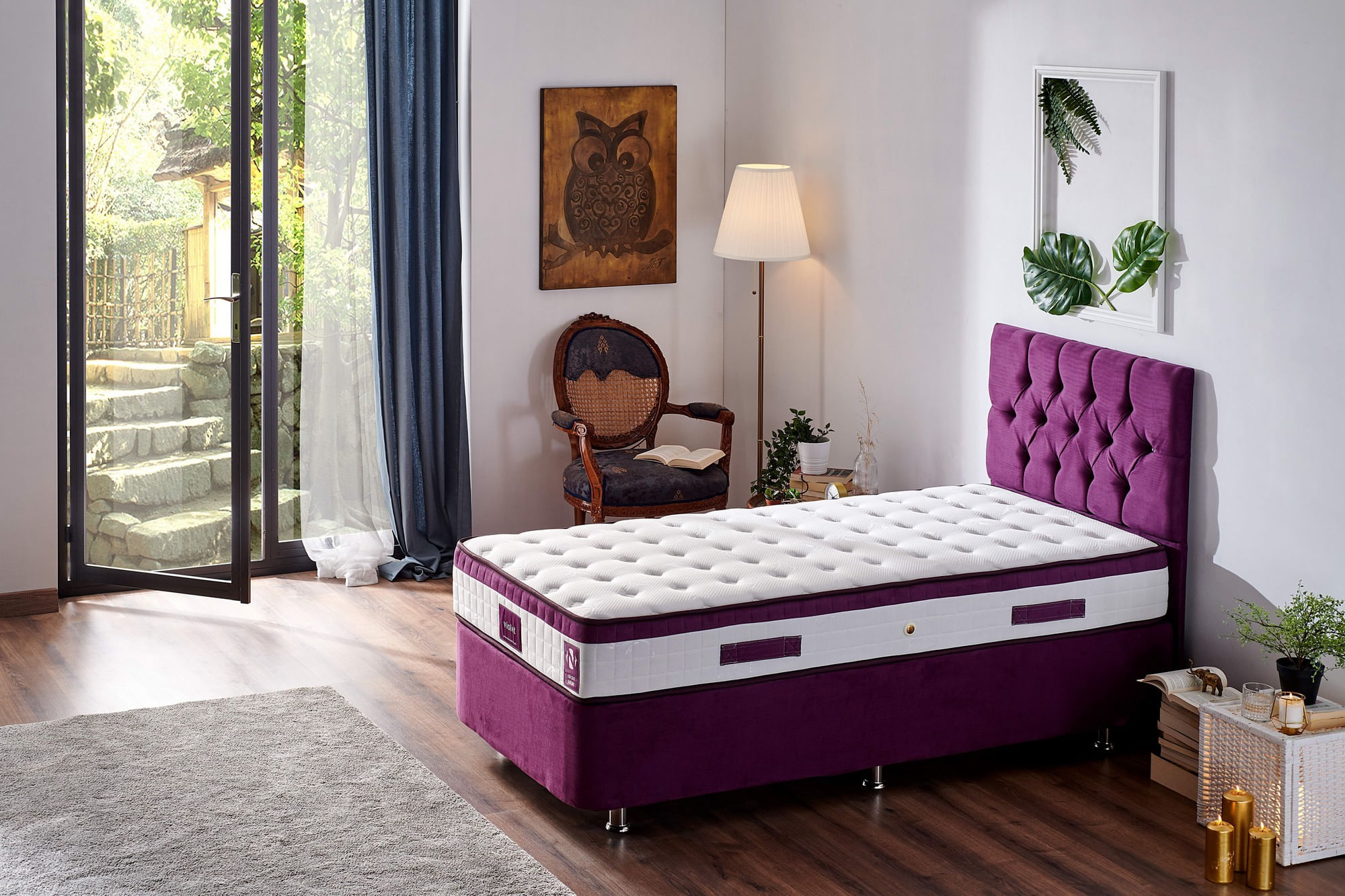 Saltea Hanah Home, 90 x 200 x 23 cm, alb/mov, 480NRN1328 — imaginea 4