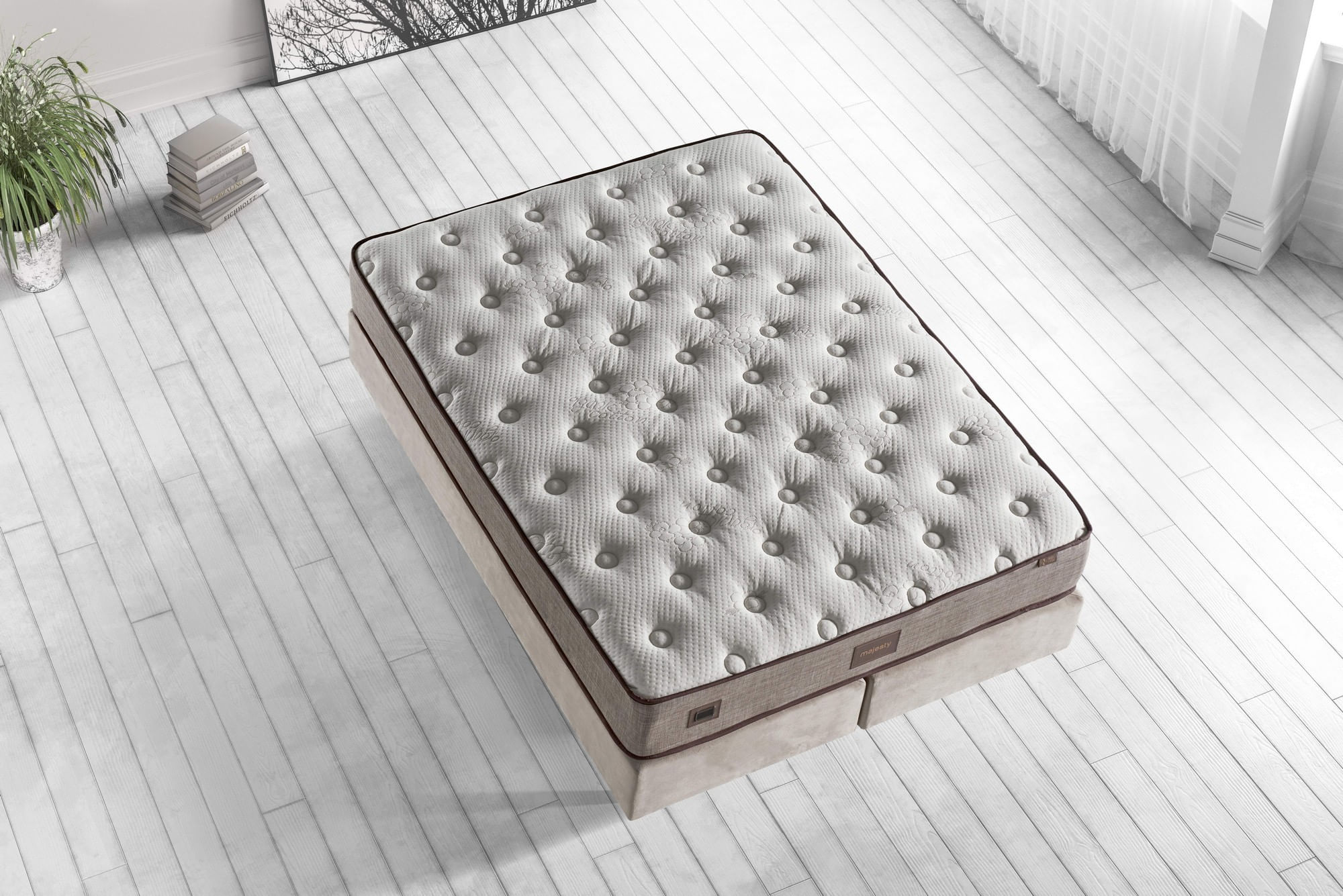Saltea Hanah Home, bumbac, 160 x 200 x 32 cm, alb/bej/maro, 480NRN1138 — imaginea 3