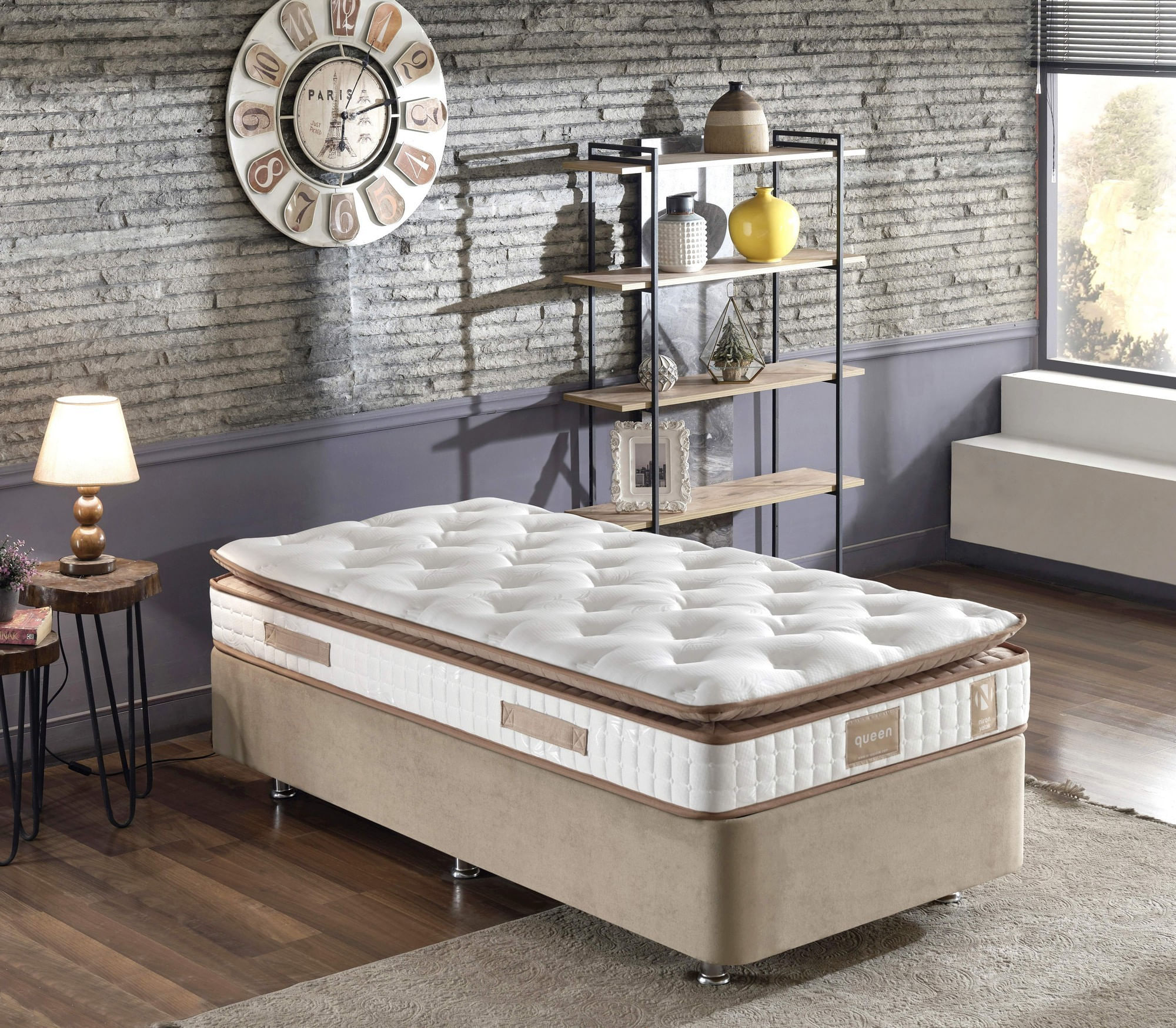 Saltea Hanah Home, in/fetru, 90 x 190 x 25 cm, alb/maro, 480NRN1262 — imaginea 3