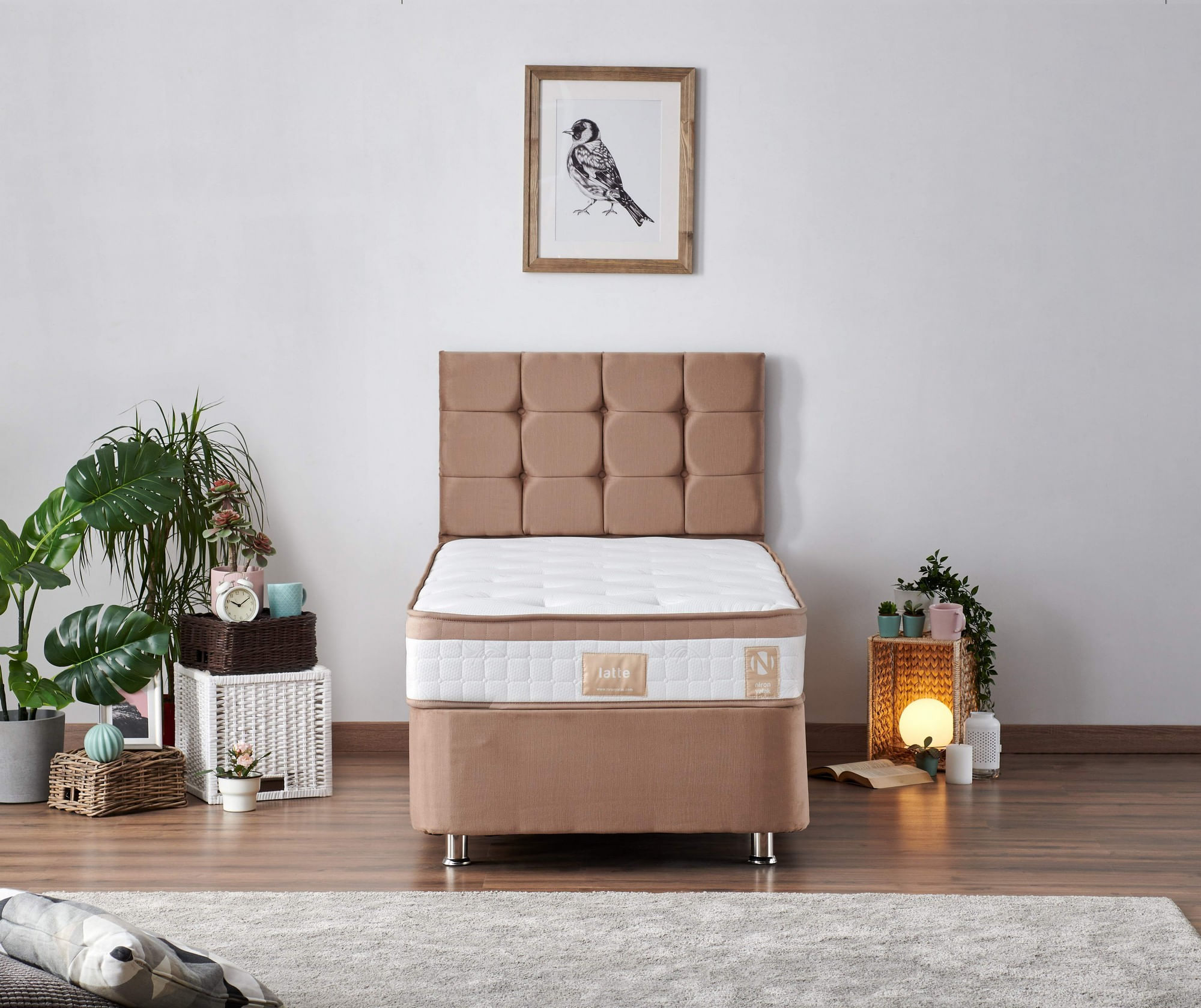 Saltea Hanah Home, 90 x 200 x 23 cm, alb/maro, 480NRN1223 — imaginea 3