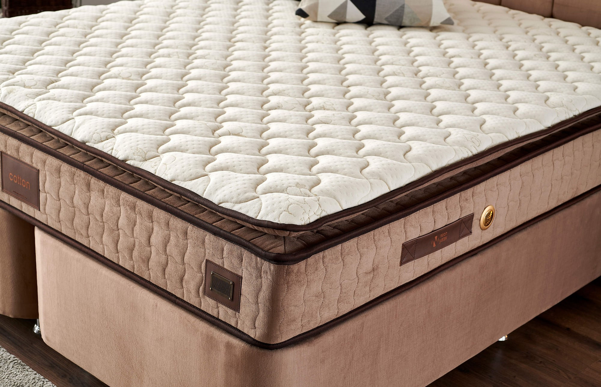 Saltea Hanah Home, 100% bumbac/fetru, 200 x 200 x 25 cm, alb/maro, 480NRN1346 — imaginea 5
