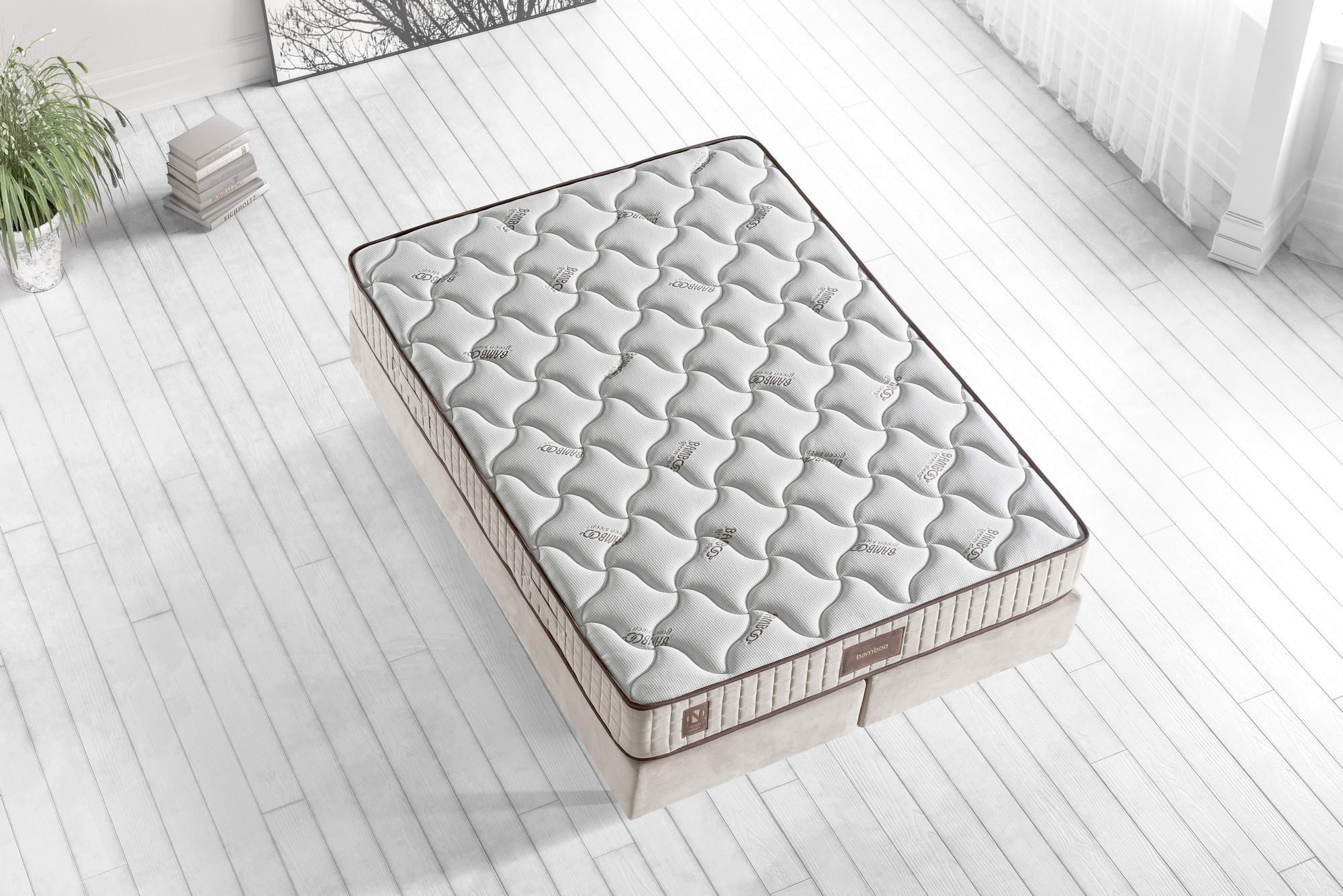 Saltea Hanah Home, bambus, 200 x 200 cm, alb/bej/maro, 480NRN1110 — imaginea 3