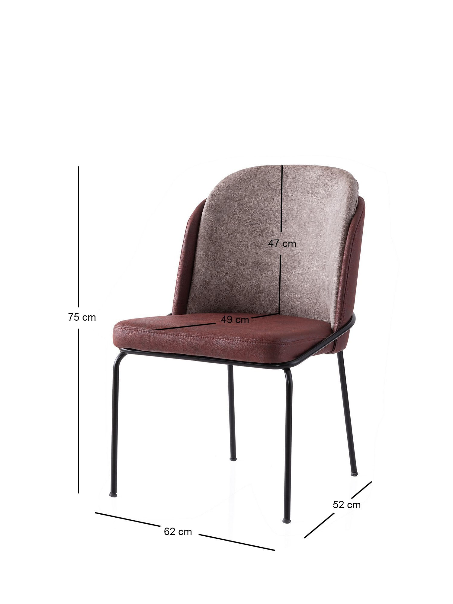 Set scaune (2 bucăți) Hanah Home, PAL melaminat, 62 x 52 x 75 cm, auriu/roșu, 974NMB1882 — imaginea 3