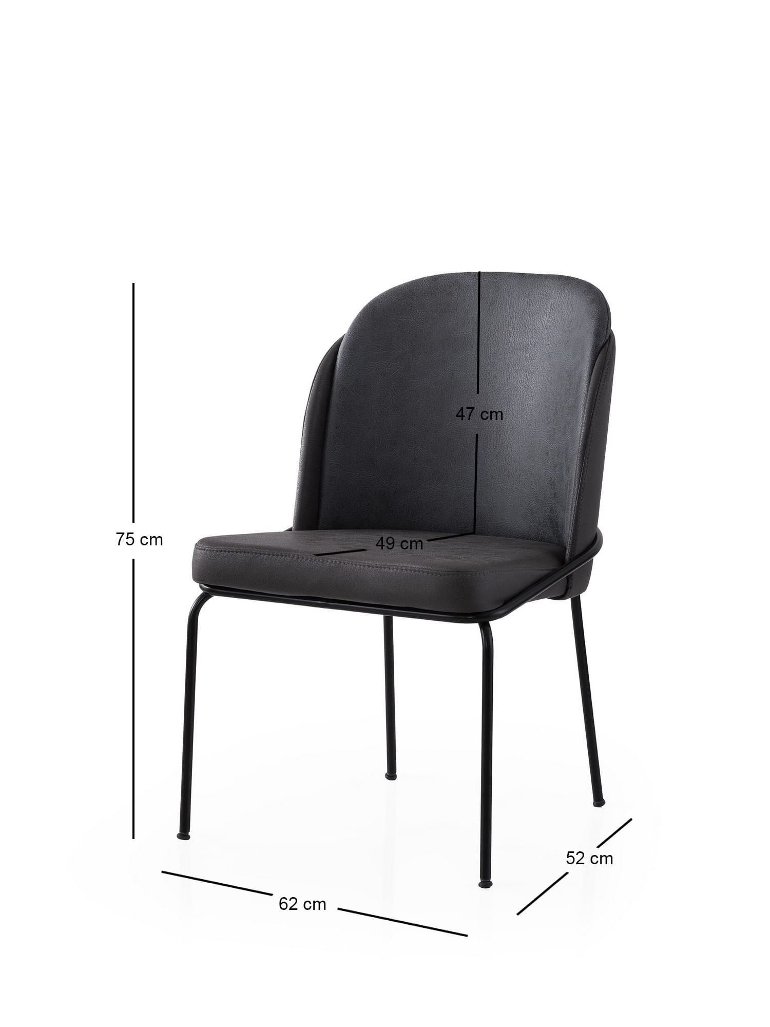 Set scaune (2 bucăți) Hanah Home, PAL melaminat, 62 x 52 x 75 cm, auriu/negru, 974NMB1878 — imaginea 2