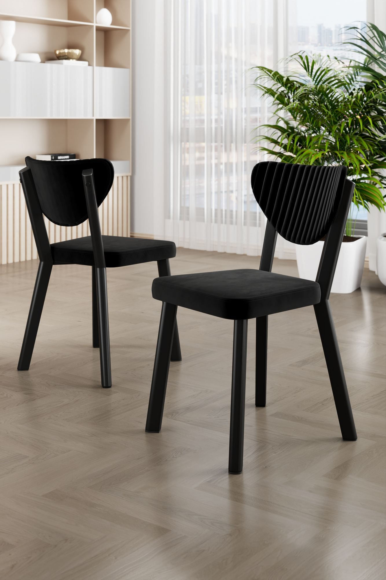Set scaune (6 bucăți) Hanah Home, placaj, 45 x 46 x 86 cm, negru, 240CHR1794 — imaginea 3