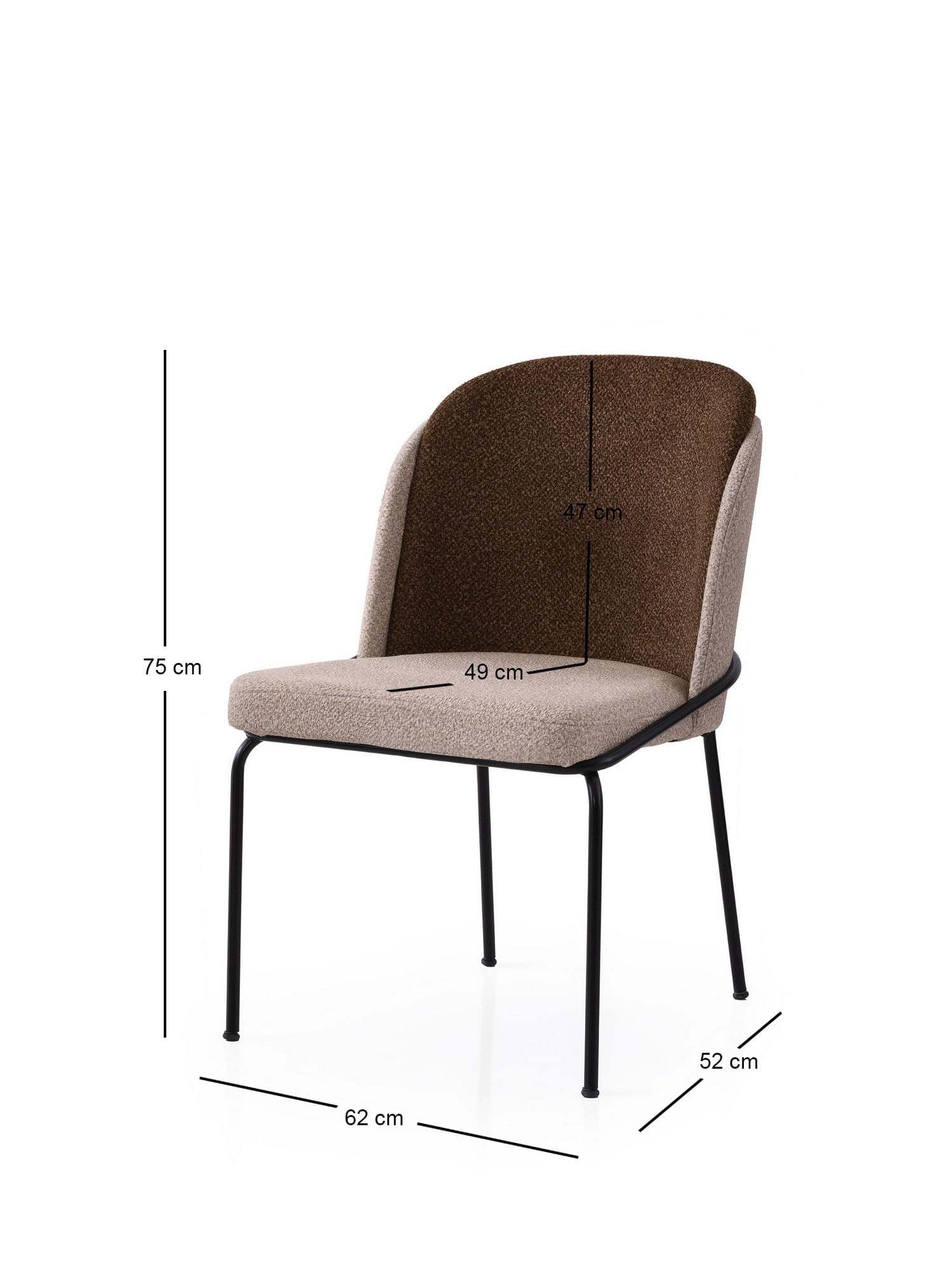 Set scaune (2 bucăți) Hanah Home, PAL melaminat, 62 x 52 x 75 cm, auriu/crem/maro, 974NMB1874 — imaginea 3