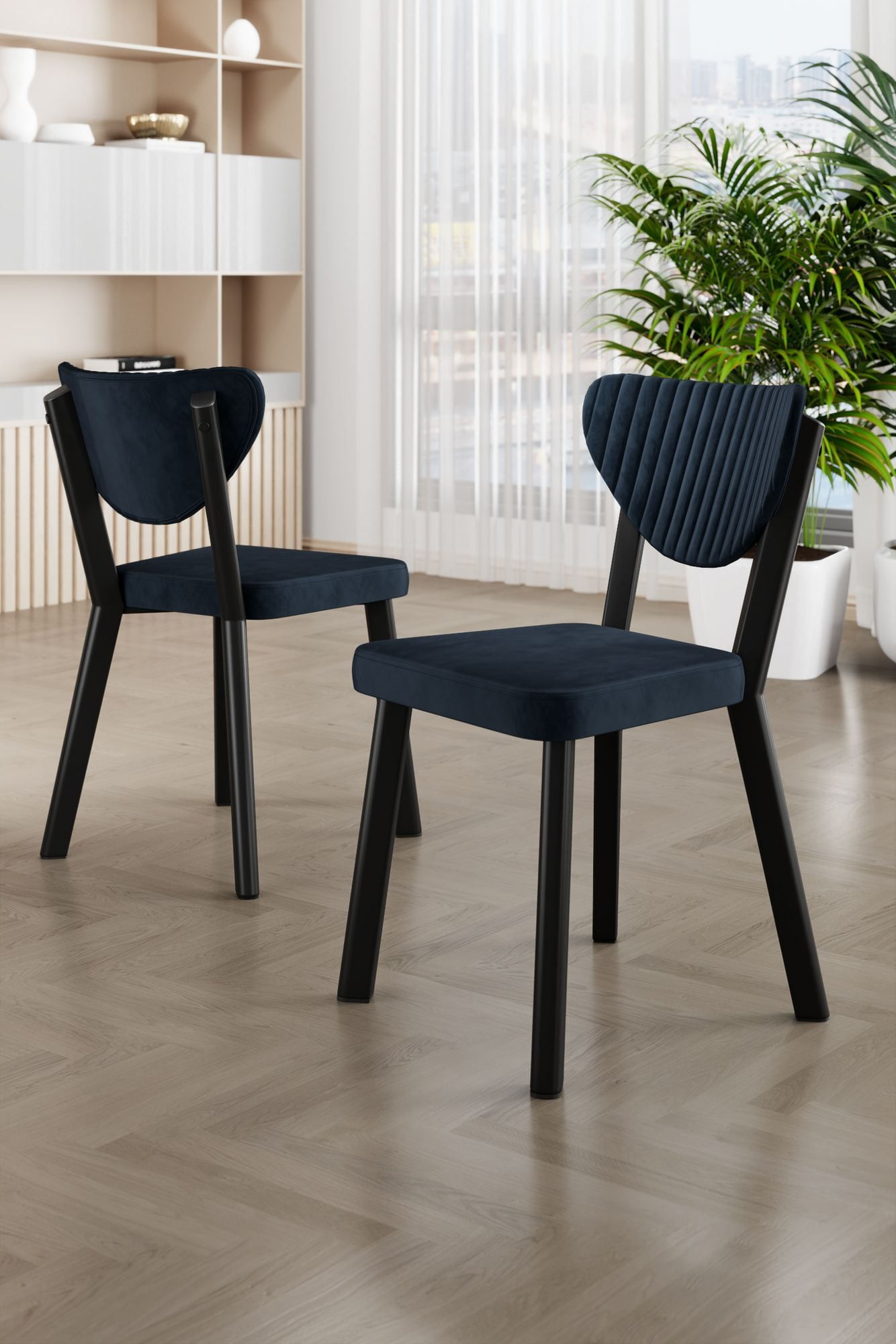 Set scaune (6 bucăți) Hanah Home, placaj, 45 x 46 x 86 cm, antracit/negru, 240CHR1792 — imaginea 2