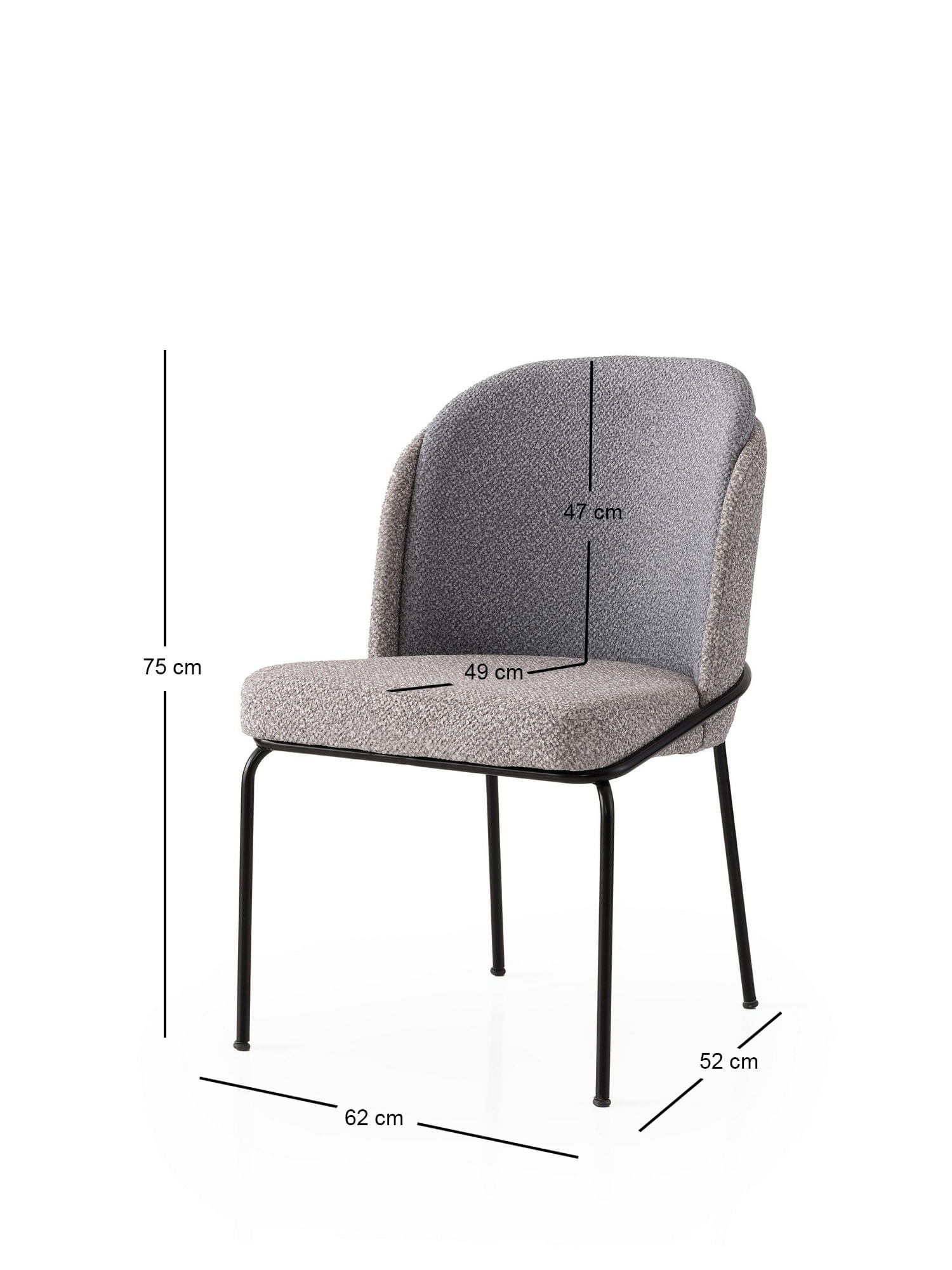 Set scaune (2 bucăți) Hanah Home, PAL melaminat, 62 x 52 x 75 cm, auriu/gri, 974NMB1870 — imaginea 4