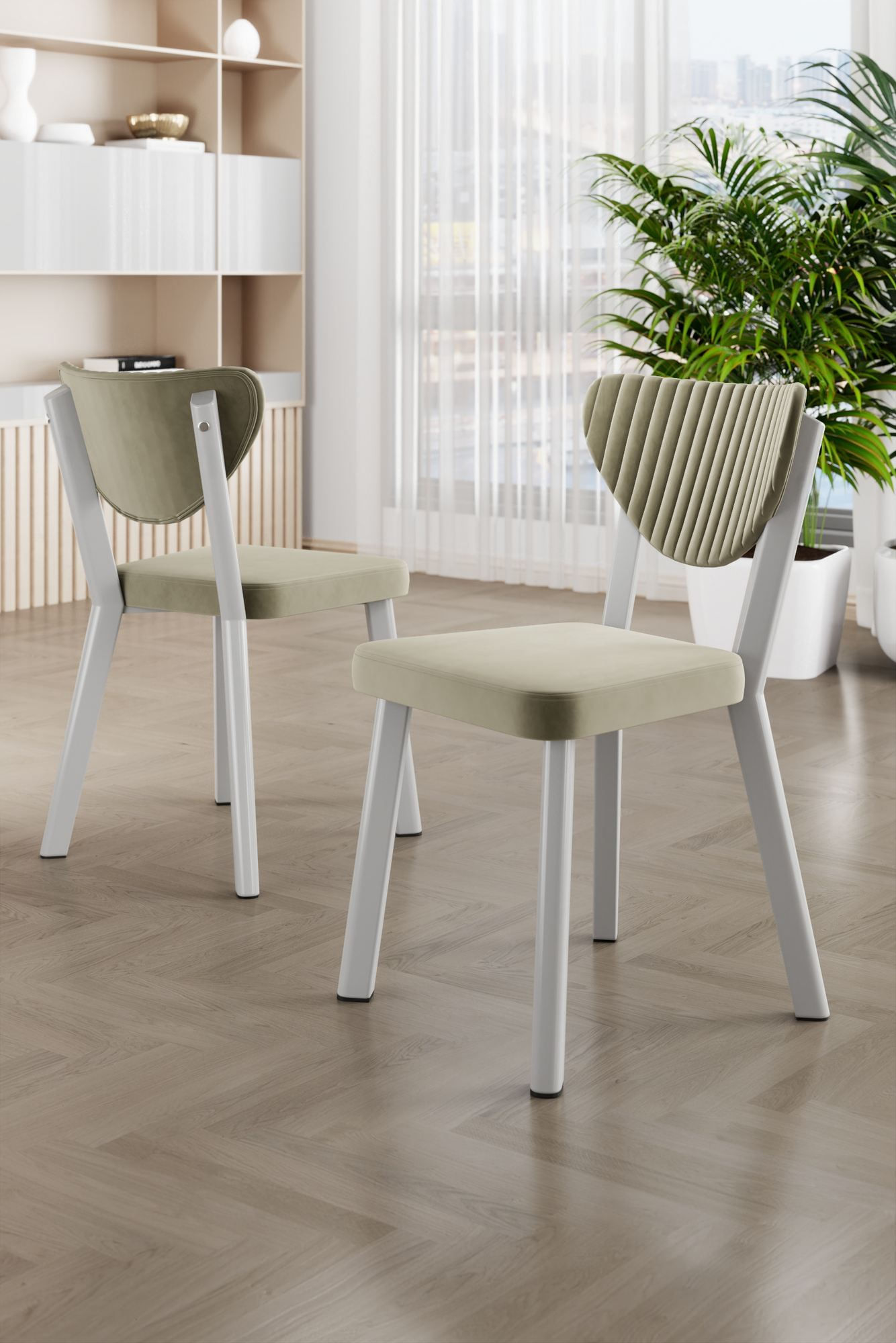 Set scaune (6 bucăți) Hanah Home, placaj, 45 x 46 x 86 cm, crem/alb, 240CHR1783 — imaginea 2