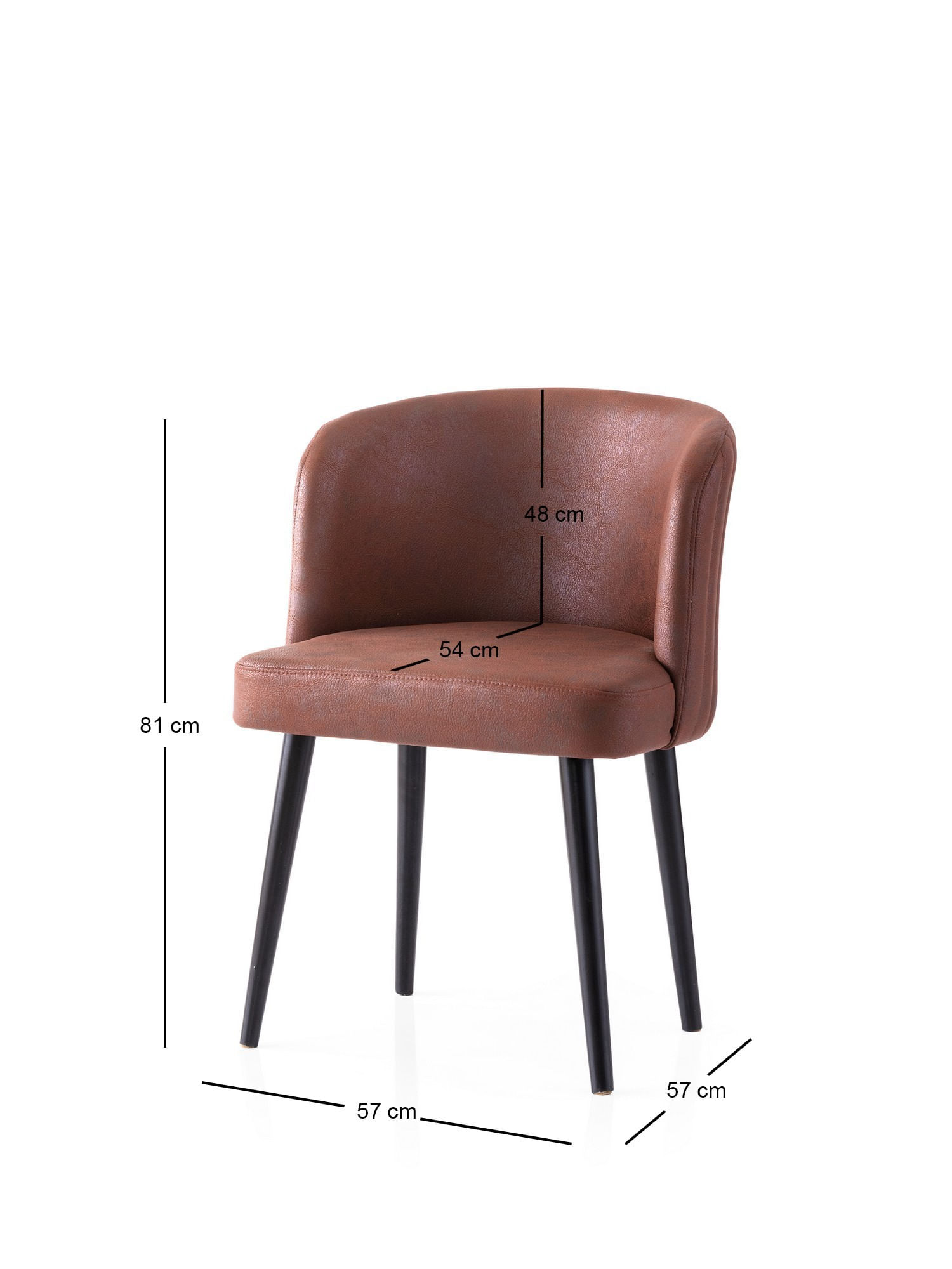 Set scaune (4 bucăți) Hanah Home, PAL melaminat, 57 x 57 x 81 cm, negru/roșu, 974NMB1929 — imaginea 2