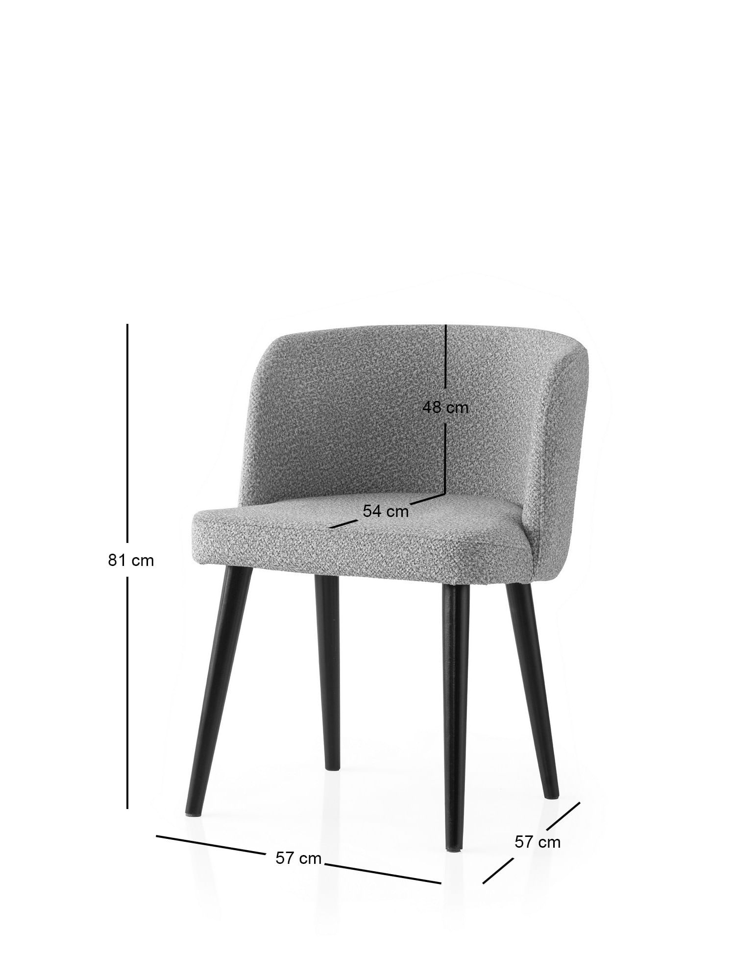 Set scaune (4 bucăți) Hanah Home, PAL melaminat, 57 x 57 x 81 cm, negru/deschis gri, 974NMB1919 — imaginea 2