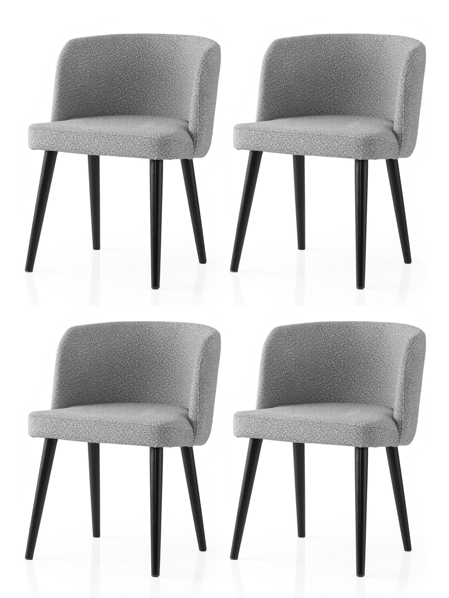 Set scaune (4 bucăți) Hanah Home, PAL melaminat, 57 x 57 x 81 cm, negru/deschis gri, 974NMB1919 — imaginea 4