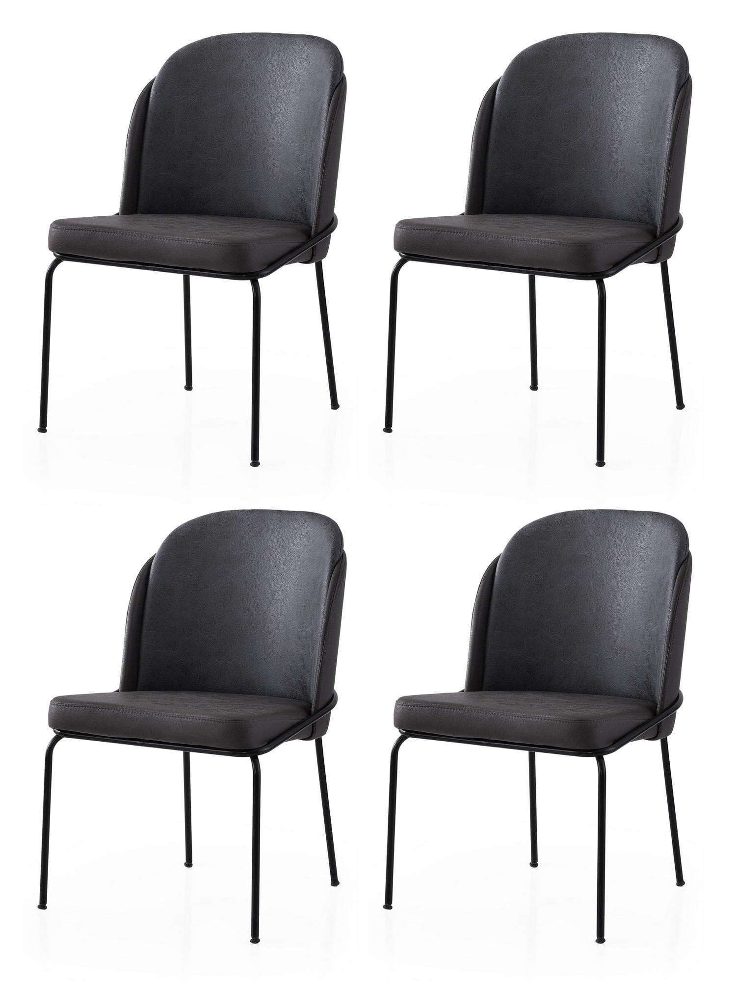 Set scaune (4 bucăți) Hanah Home, PAL melaminat, 62 x 52 x 75 cm, auriu/negru, 974NMB1879 — imaginea 2
