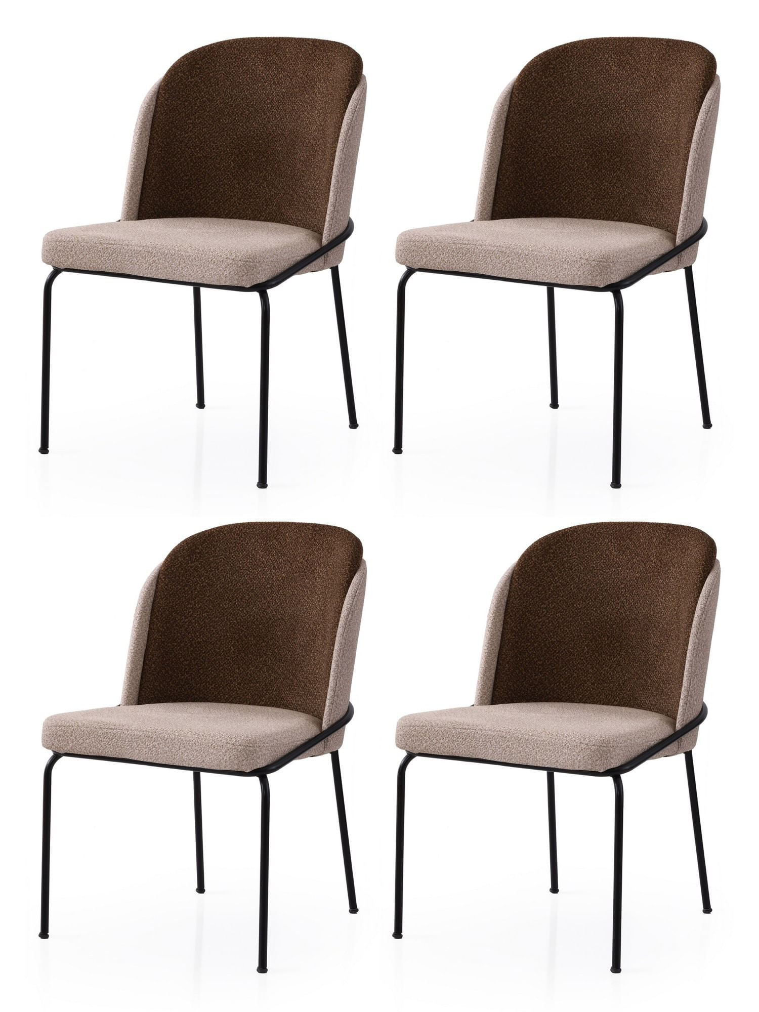 Set scaune (4 bucăți) Hanah Home, PAL melaminat, 62 x 52 x 75 cm, auriu/crem/maro, 974NMB1875 — imaginea 3