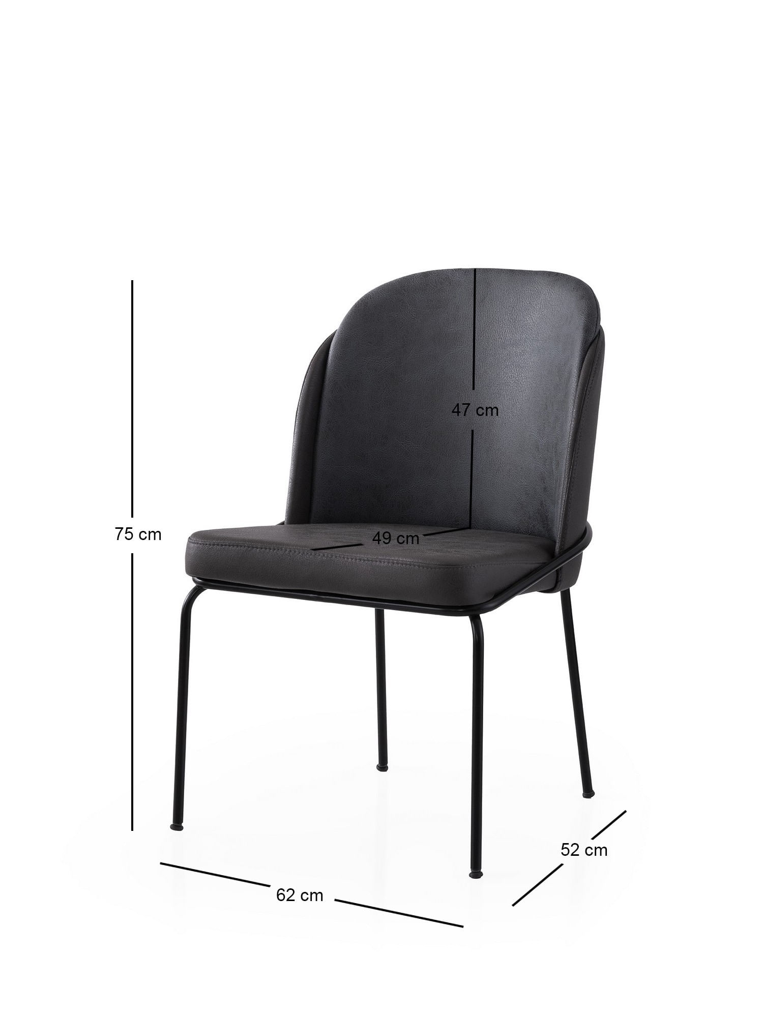Set scaune (4 bucăți) Hanah Home, PAL melaminat, 62 x 52 x 75 cm, auriu/negru, 974NMB1879 — imaginea 3