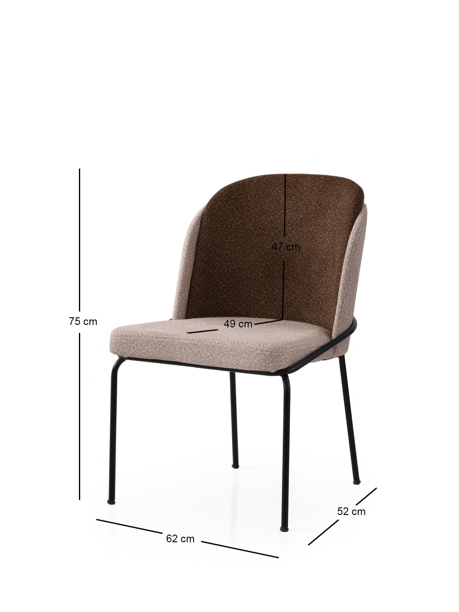 Set scaune (4 bucăți) Hanah Home, PAL melaminat, 62 x 52 x 75 cm, auriu/crem/maro, 974NMB1875 — imaginea 4