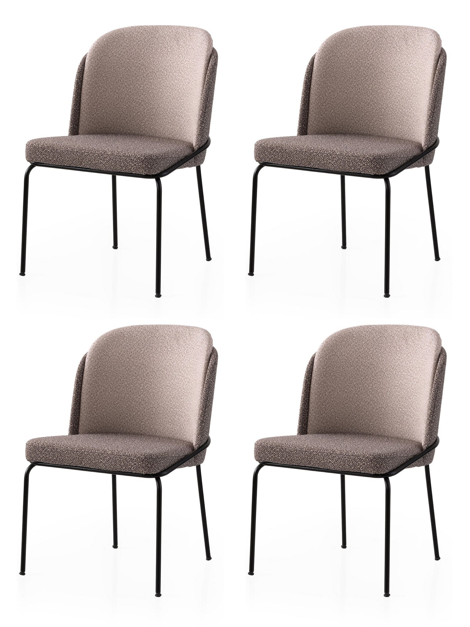 Set scaune (4 bucăți) Hanah Home, PAL melaminat, 62 x 52 x 75 cm, auriu/deschis maro, 974NMB1873 — imaginea 3