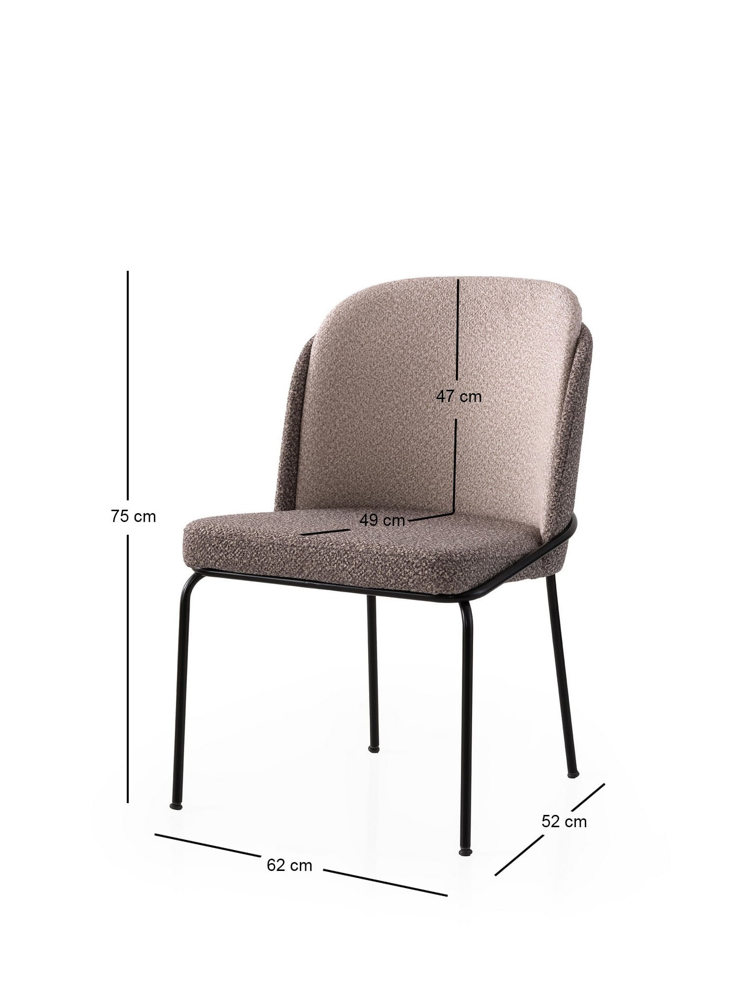 Set scaune (4 bucăți) Hanah Home, PAL melaminat, 62 x 52 x 75 cm, auriu/deschis maro, 974NMB1873 — imaginea 4