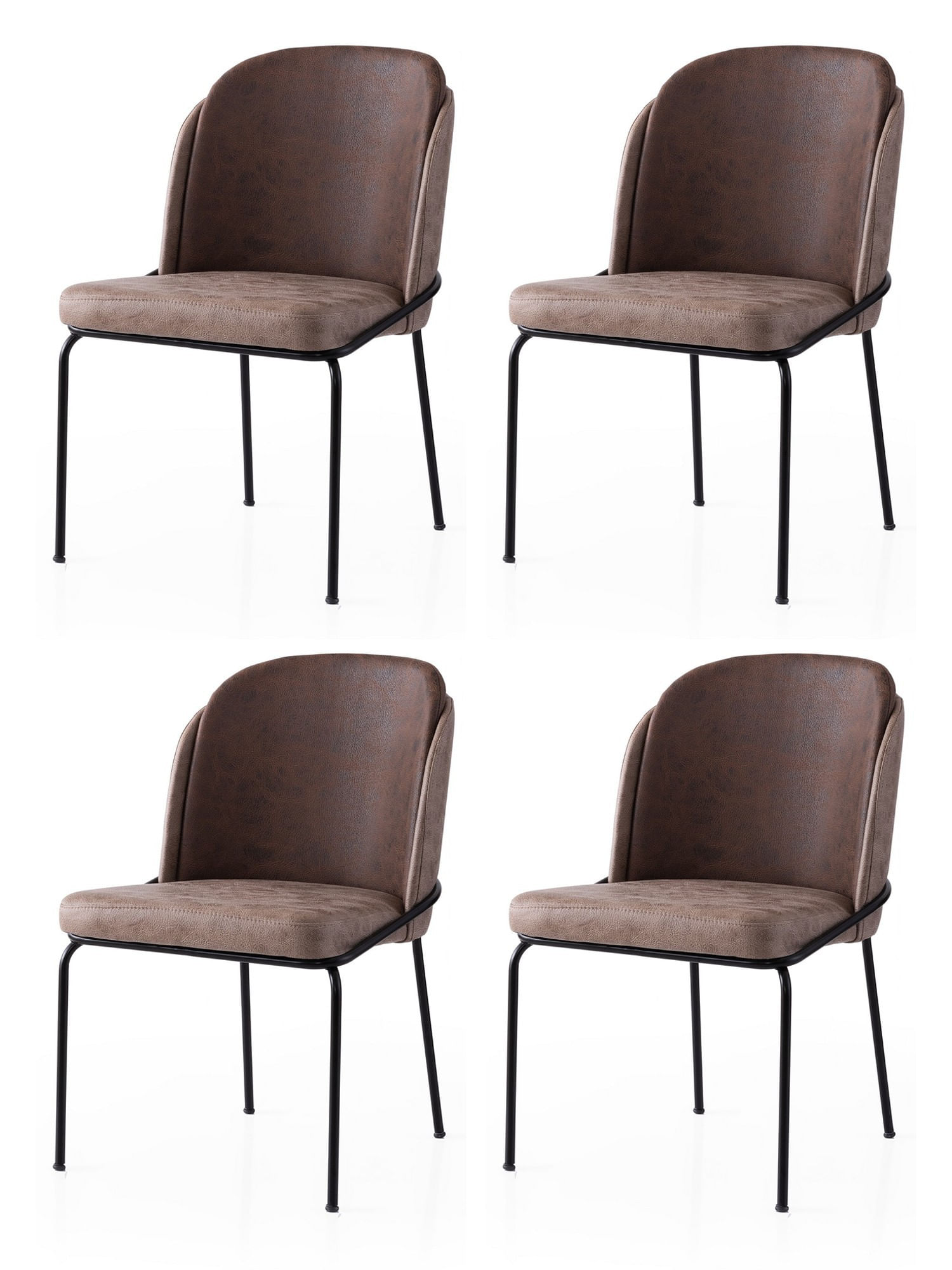 Set scaune (4 bucăți) Hanah Home, PAL melaminat, 62 x 52 x 75 cm, auriu/maro, 974NMB1877 — imaginea 2