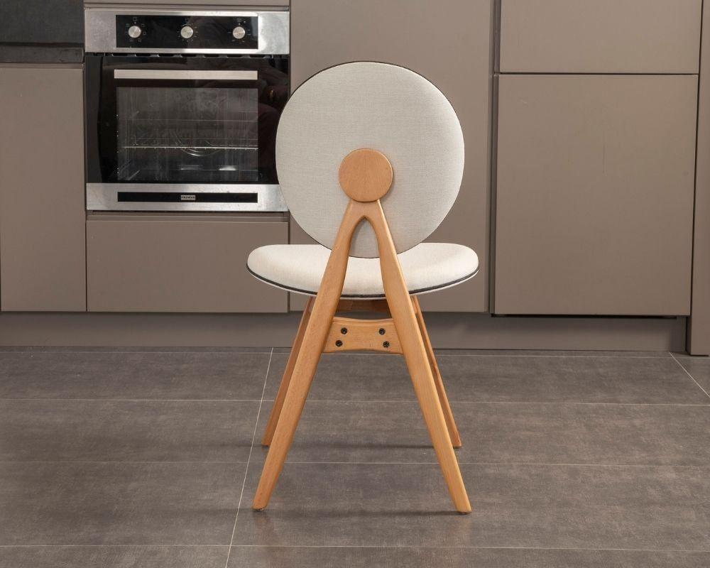 Set scaune (2 bucăți) Hanah Home, 100% poliester și in, 52 x 44 x 91 cm, stejar/bej, 998VOW1206 — imaginea 3
