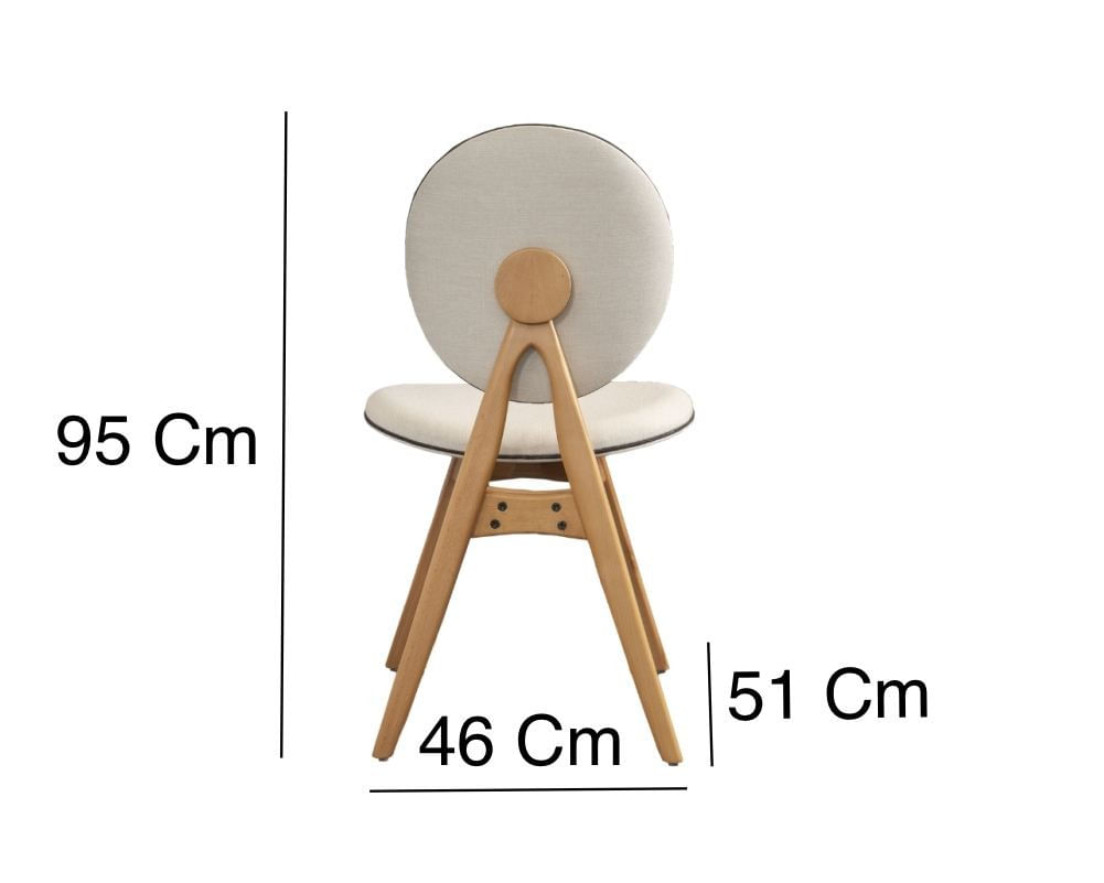 Set scaune (2 bucăți) Hanah Home, 100% poliester și in, 52 x 44 x 91 cm, stejar/bej, 998VOW1206 — imaginea 5