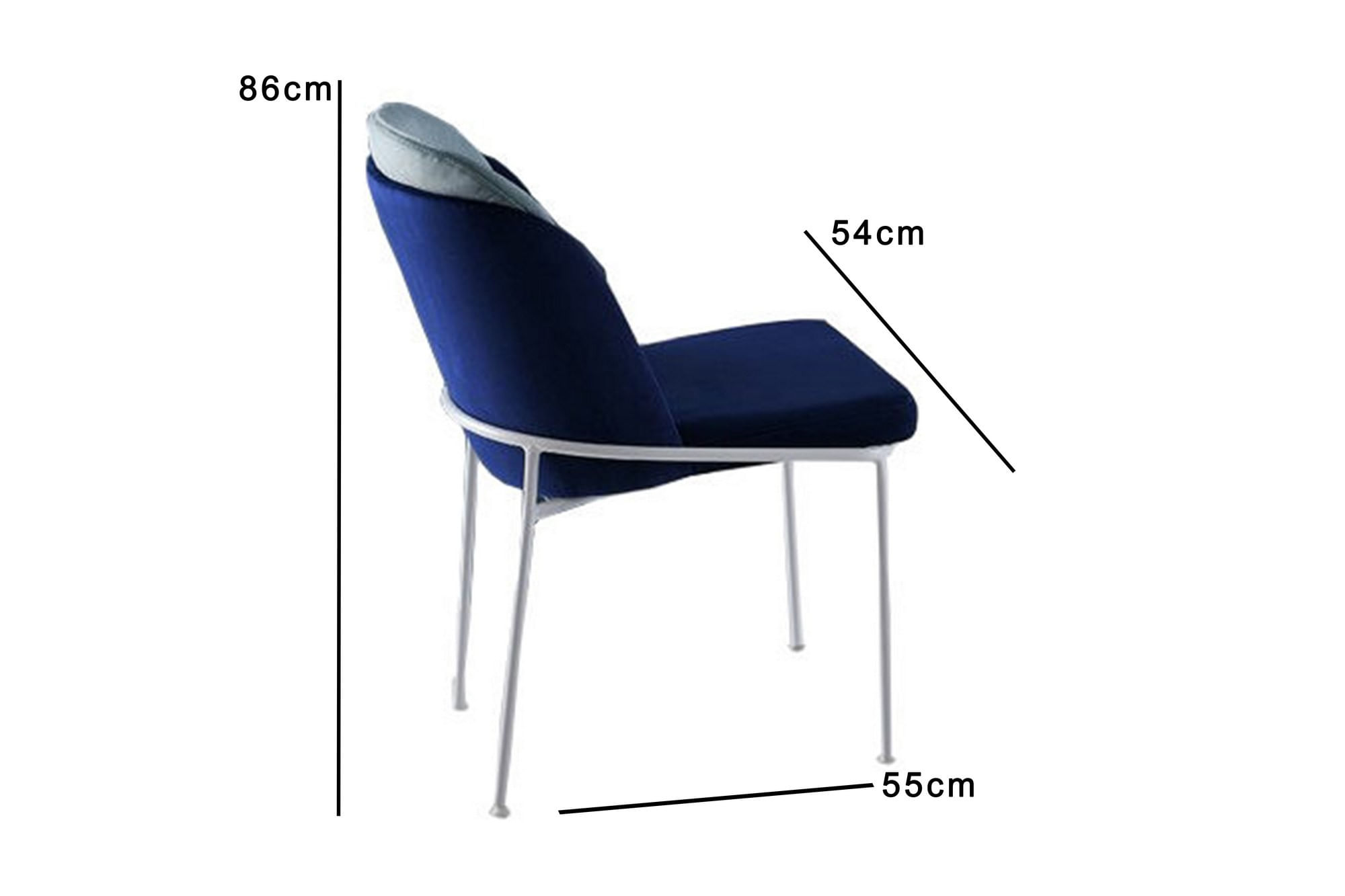 Set scaune (4 bucăți) Hanah Home, PAL melaminat, 54 x 55 x 86 cm, albastru închis/alb, 974NMB1214 — imaginea 2