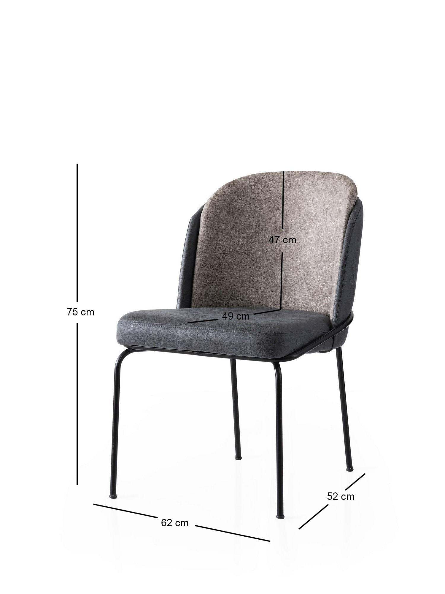 Set scaune (4 bucăți) Hanah Home, PAL melaminat, 62 x 52 x 75 cm, auriu/anthracithe, 974NMB1869 — imaginea 2