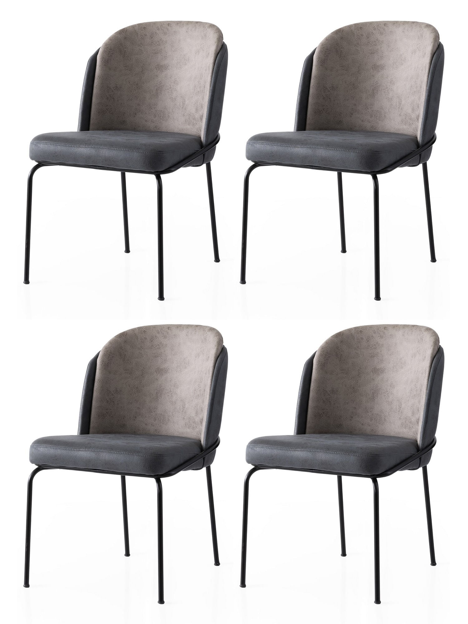 Set scaune (4 bucăți) Hanah Home, PAL melaminat, 62 x 52 x 75 cm, auriu/anthracithe, 974NMB1869 — imaginea 4