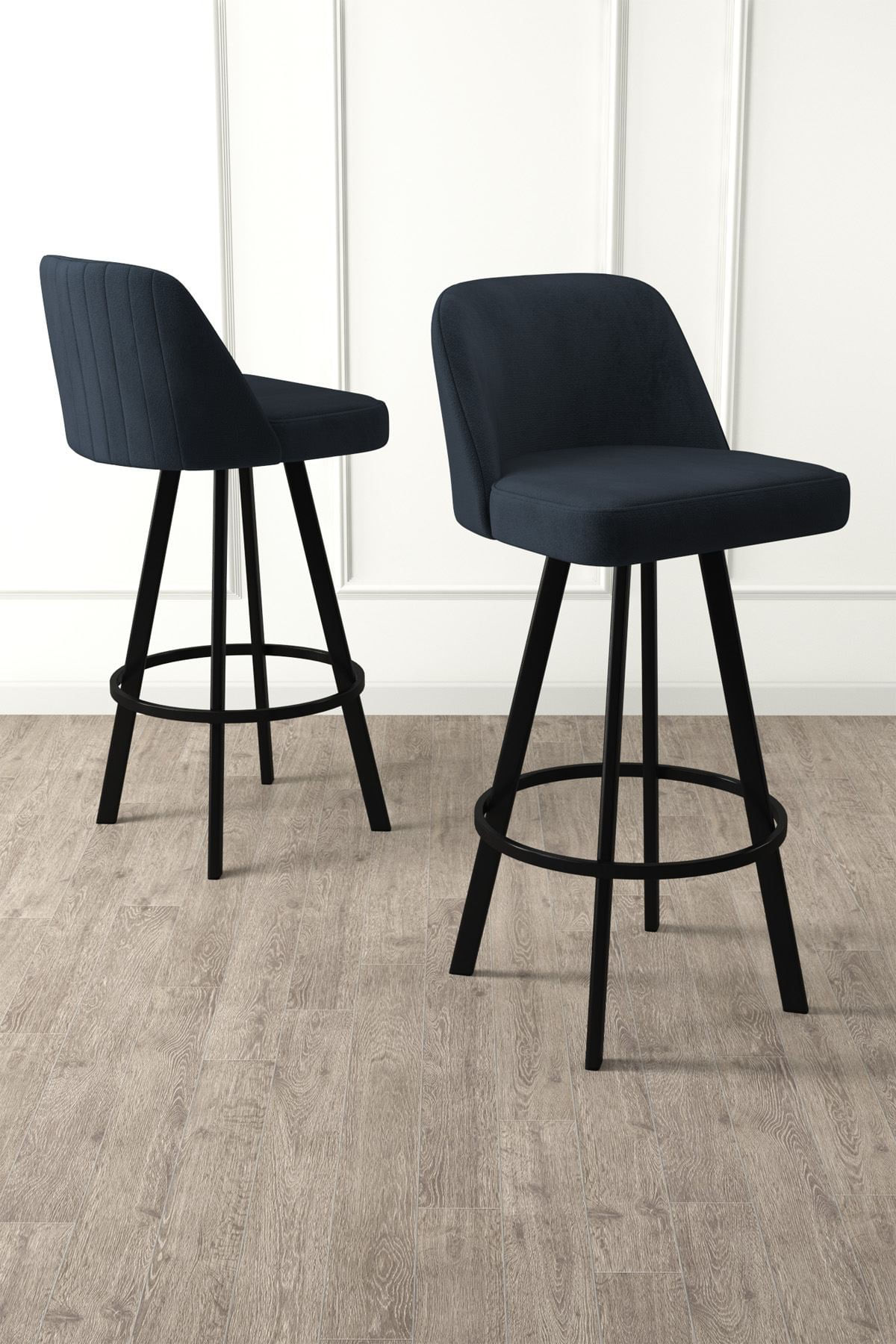 Set scaune bar (6 bucăți) Hanah Home, metal, 44 x 42 x 105 cm, antracit/negru, 240CHR1892 — imaginea 3