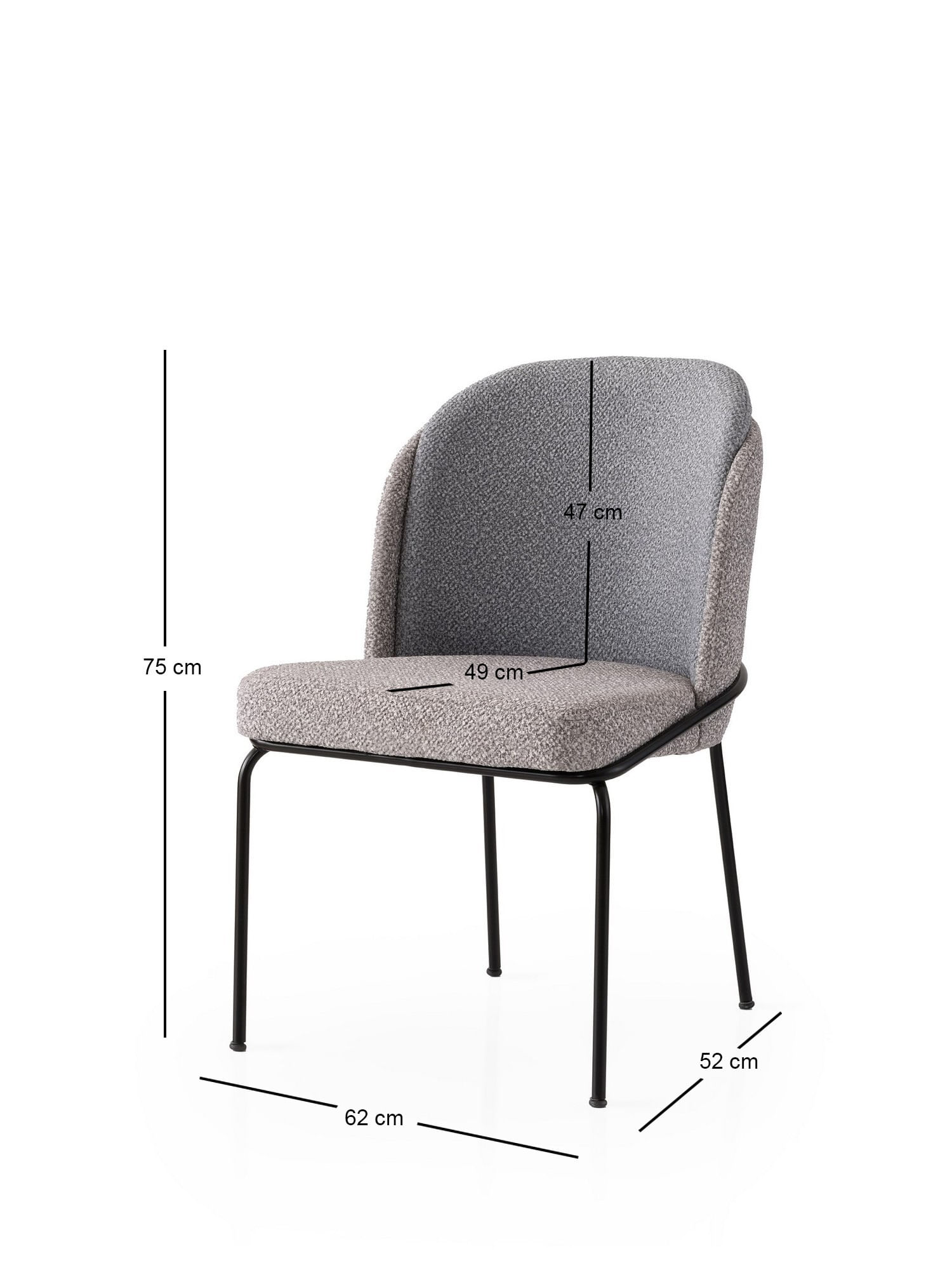Set scaune (4 bucăți) Hanah Home, PAL melaminat, 62 x 52 x 75 cm, auriu/gri, 974NMB1871 — imaginea 4