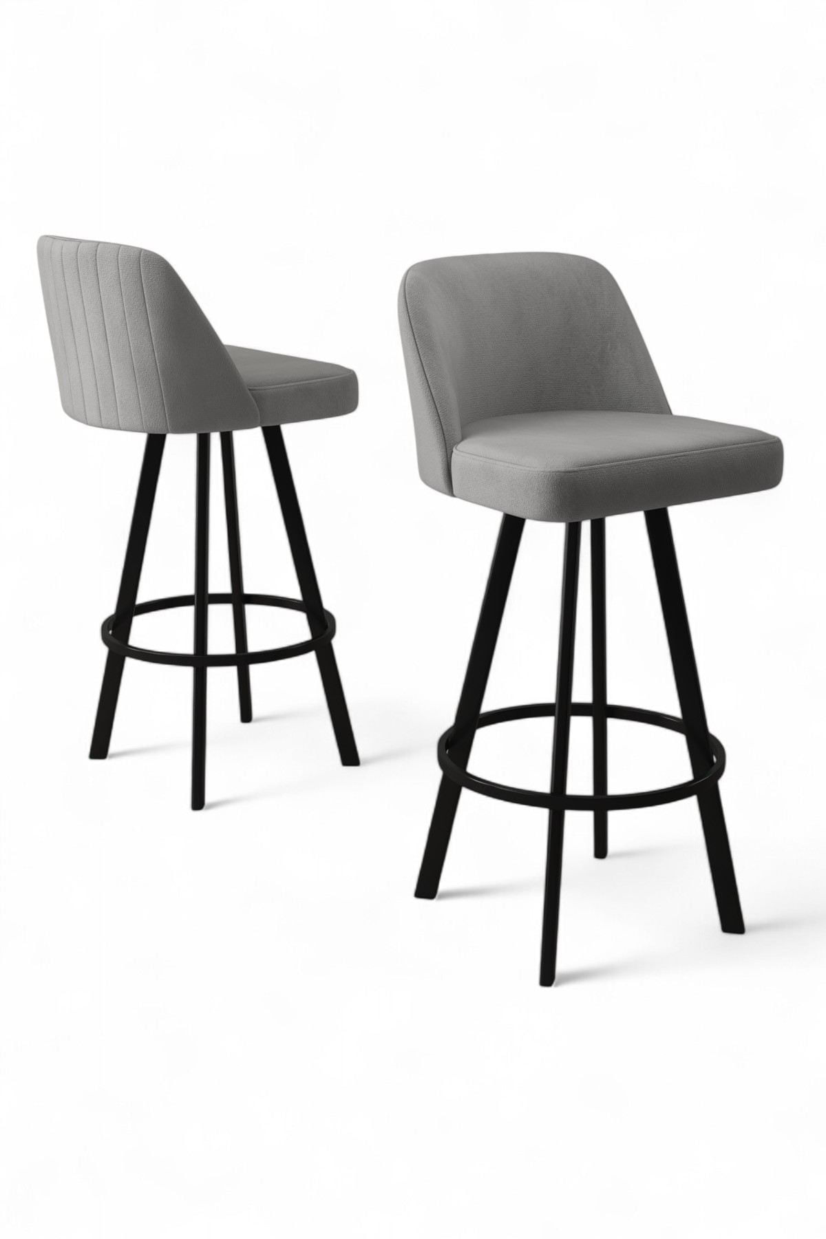 Set scaune bar (6 bucăți) Hanah Home, metal, 44 x 42 x 105 cm, gri/negru, 240CHR1895 — imaginea 2