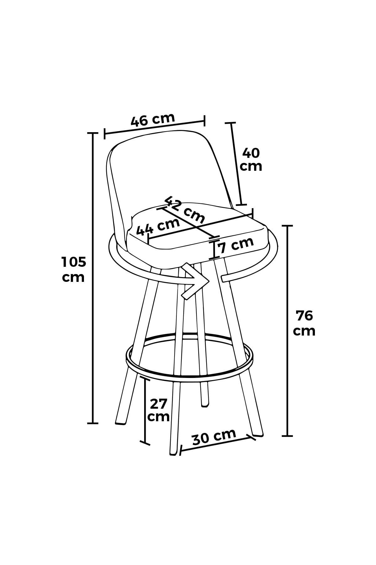 Set scaune bar (6 bucăți) Hanah Home, metal, 44 x 42 x 105 cm, crem/negru, 240CHR1893 — imaginea 3