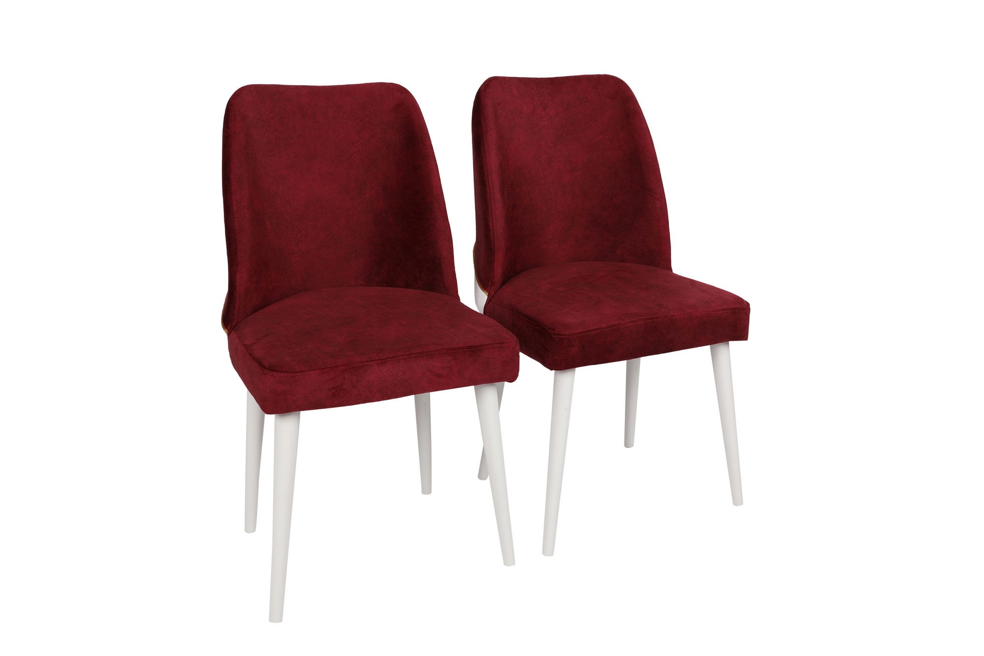 Set scaune (2 bucăți) Hanah Home, catifea/piele, 50 x 49 x 90 cm, vișiniu roșu/alb, 974NMB1206 — imaginea 2
