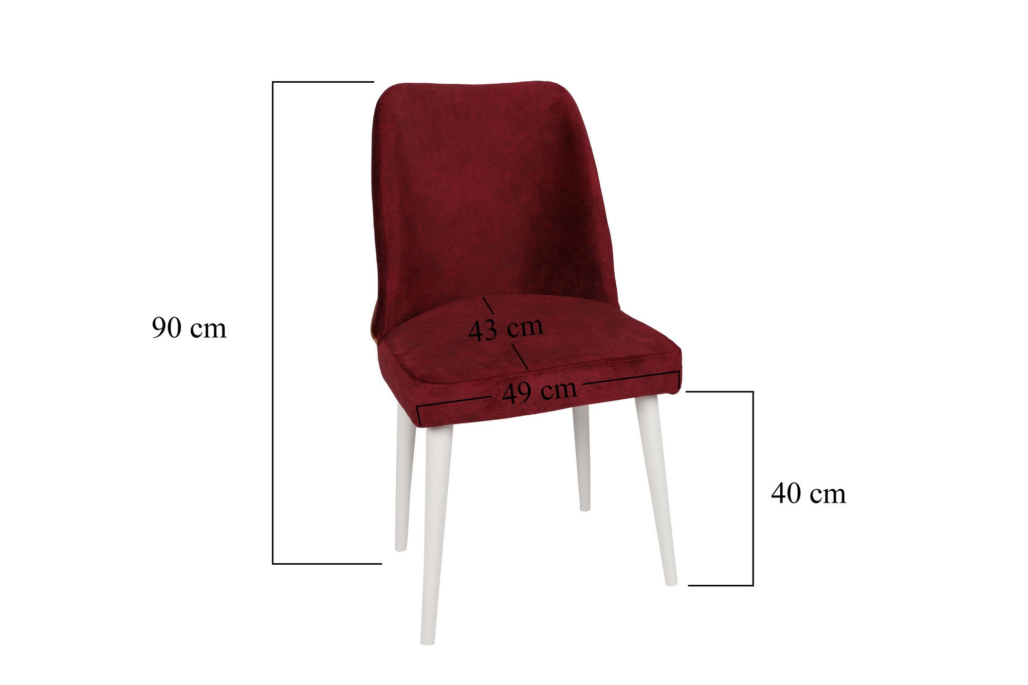 Set scaune (2 bucăți) Hanah Home, catifea/piele, 50 x 49 x 90 cm, vișiniu roșu/alb, 974NMB1206 — imaginea 3