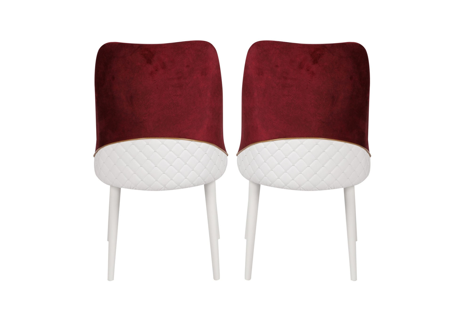 Set scaune (2 bucăți) Hanah Home, catifea/piele, 50 x 49 x 90 cm, vișiniu roșu/alb, 974NMB1206 — imaginea 6