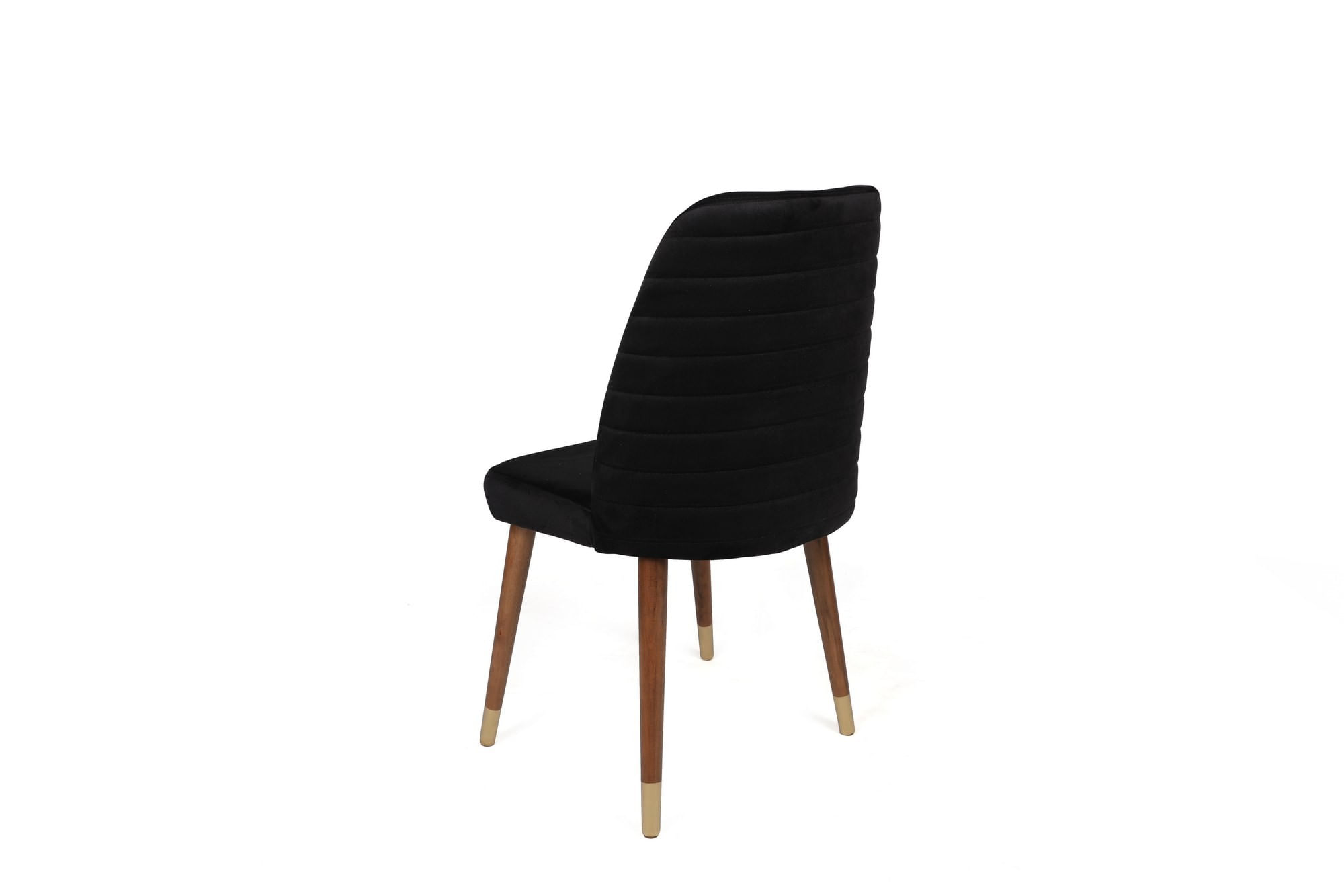 Set scaune (4 bucăți) Hanah Home, catifea, 50 x 49 x 90 cm, negru/nuc/auriu, 974NMB1597 — imaginea 2