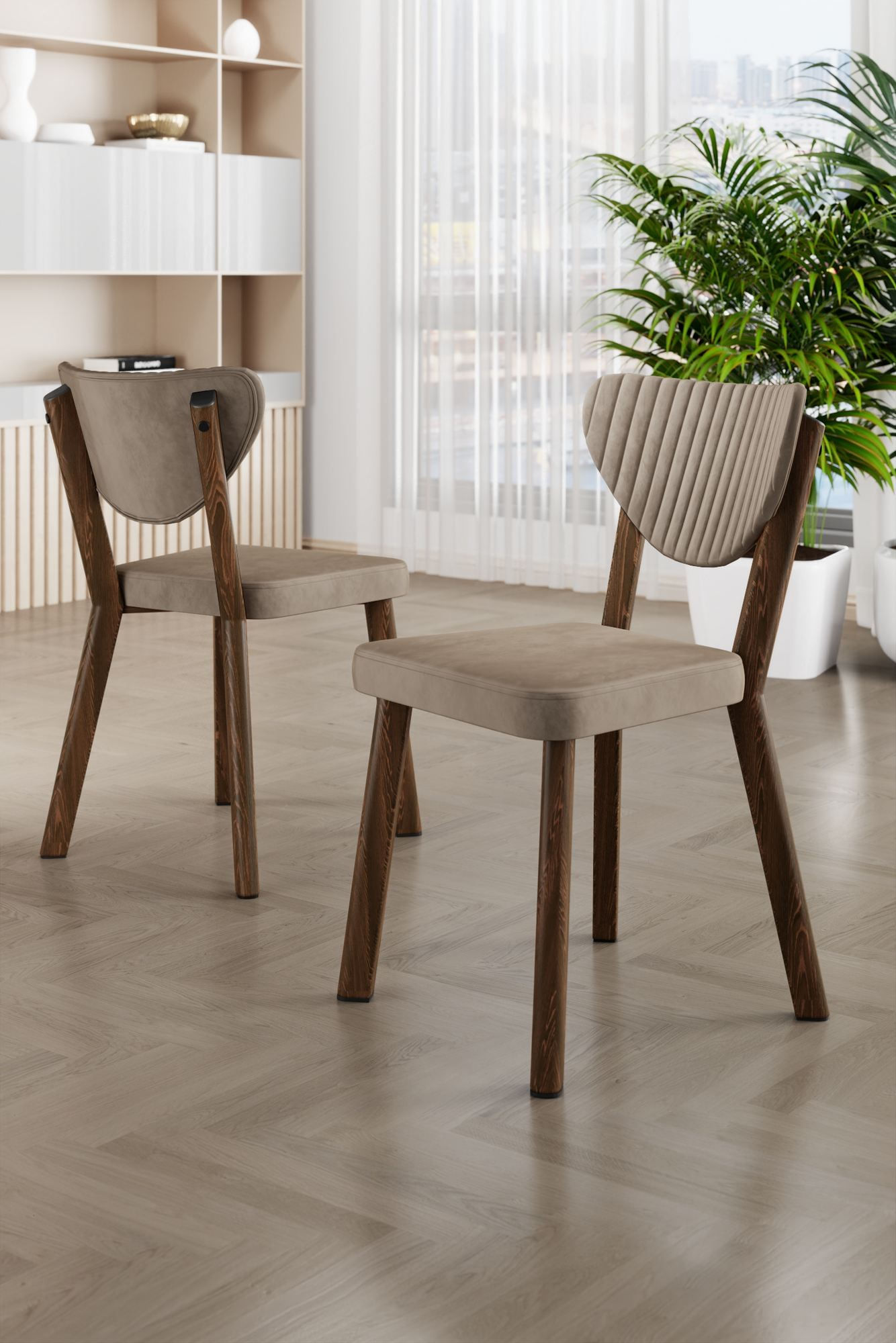 Set scaune (4 bucăți) Hanah Home, placaj, 45 x 46 x 86 cm, cappuccino/maro, 240CHR1781 — imaginea 3
