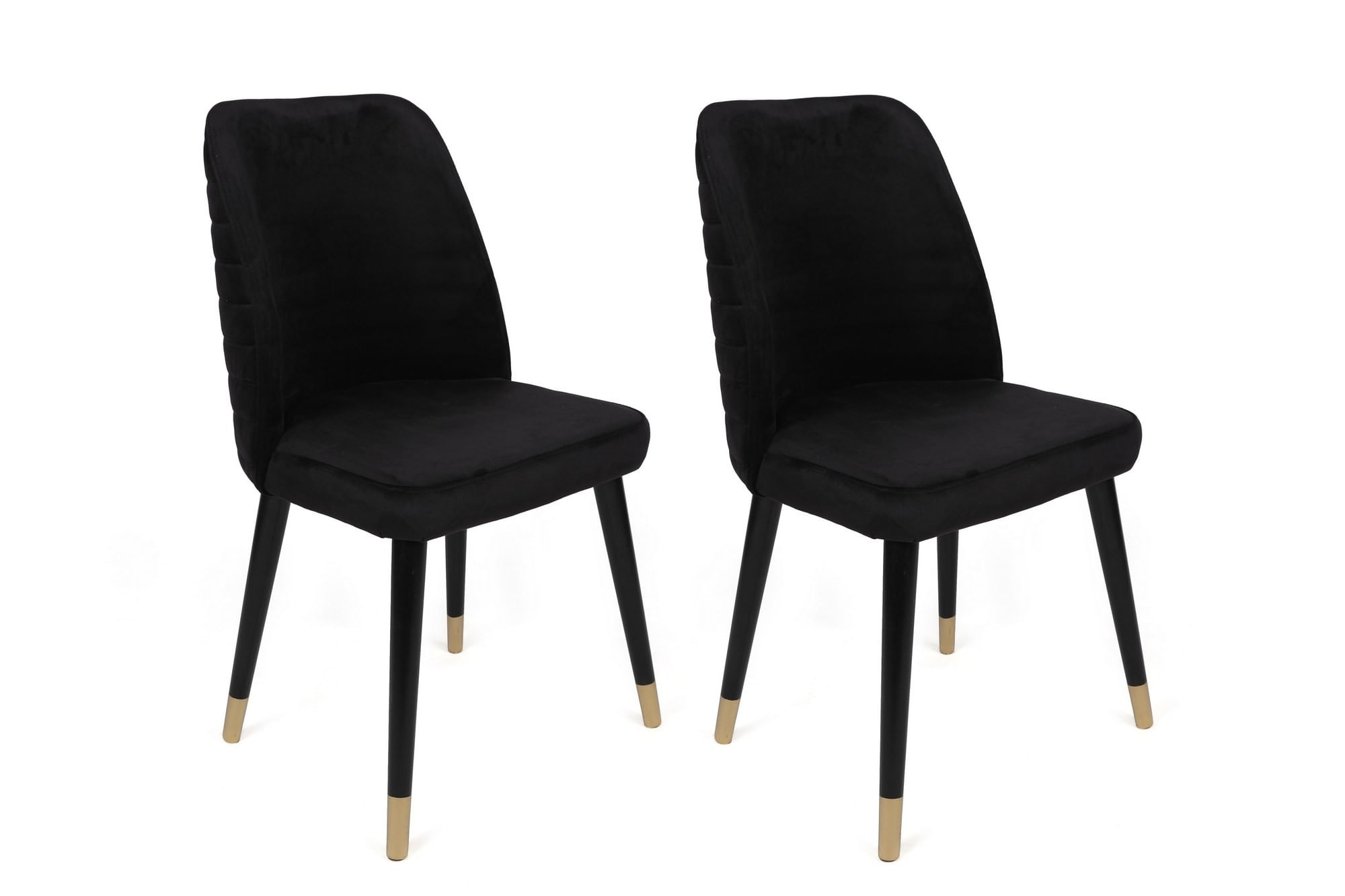 Set scaune (4 bucăți) Hanah Home, catifea, 50 x 49 x 90 cm, negru/auriu, 974NMB1593 — imaginea 6