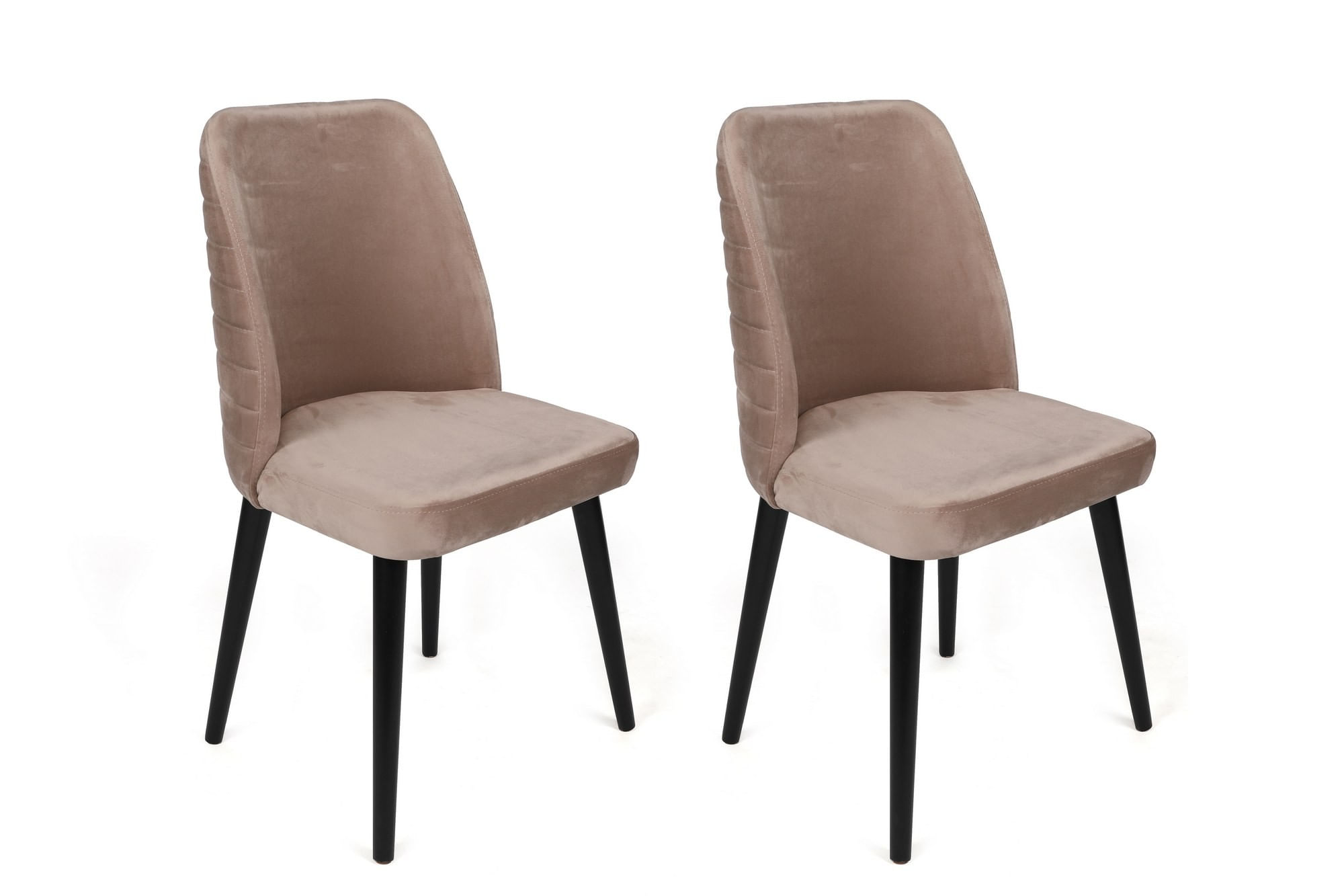 Set scaune (4 bucăți) Hanah Home, catifea, 50 x 49 x 90 cm, bej/negru, 974NMB1609 — imaginea 3