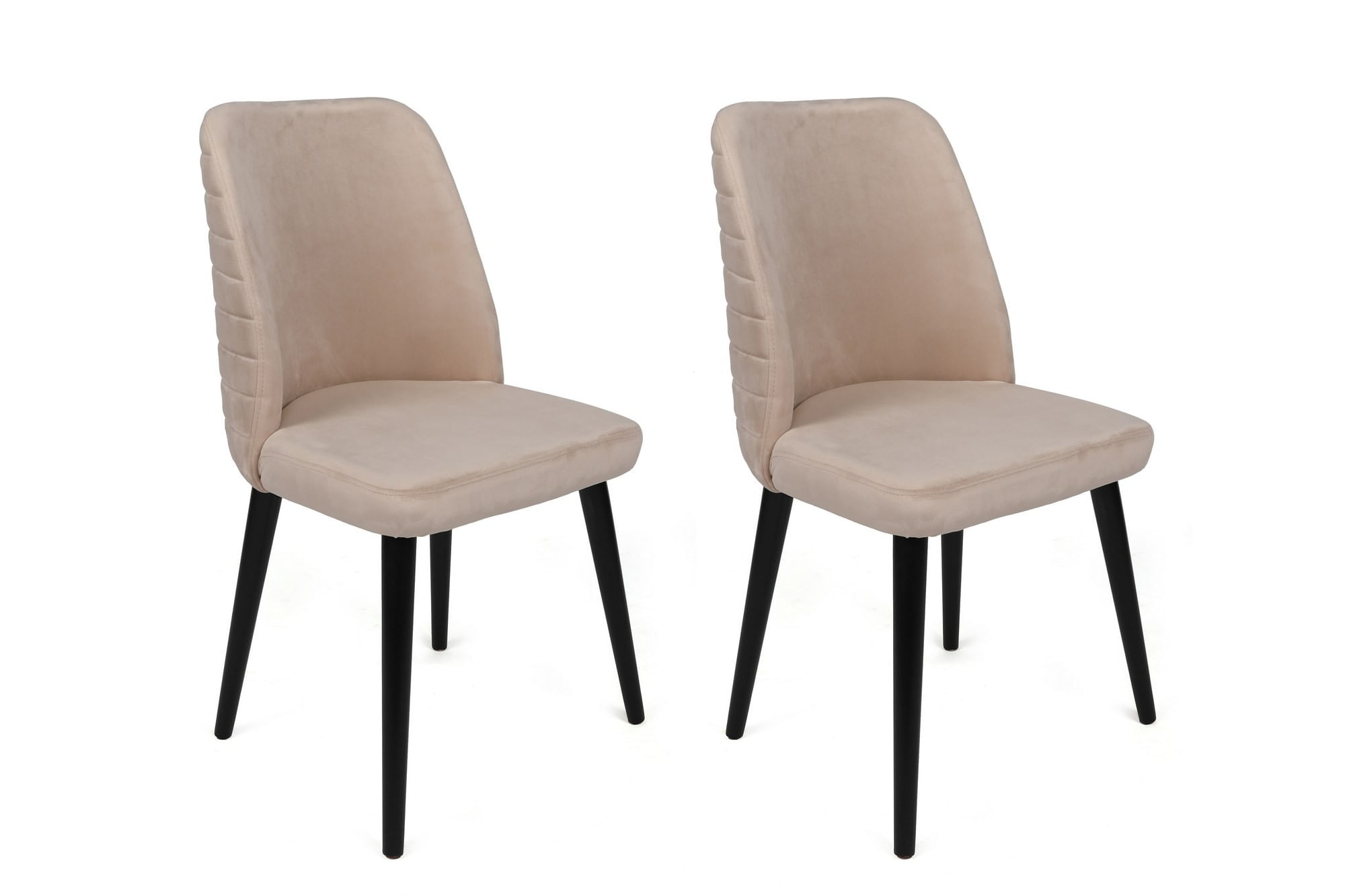 Set scaune (4 bucăți) Hanah Home, catifea, 50 x 49 x 90 cm, crem/negru, 974NMB1610 — imaginea 2