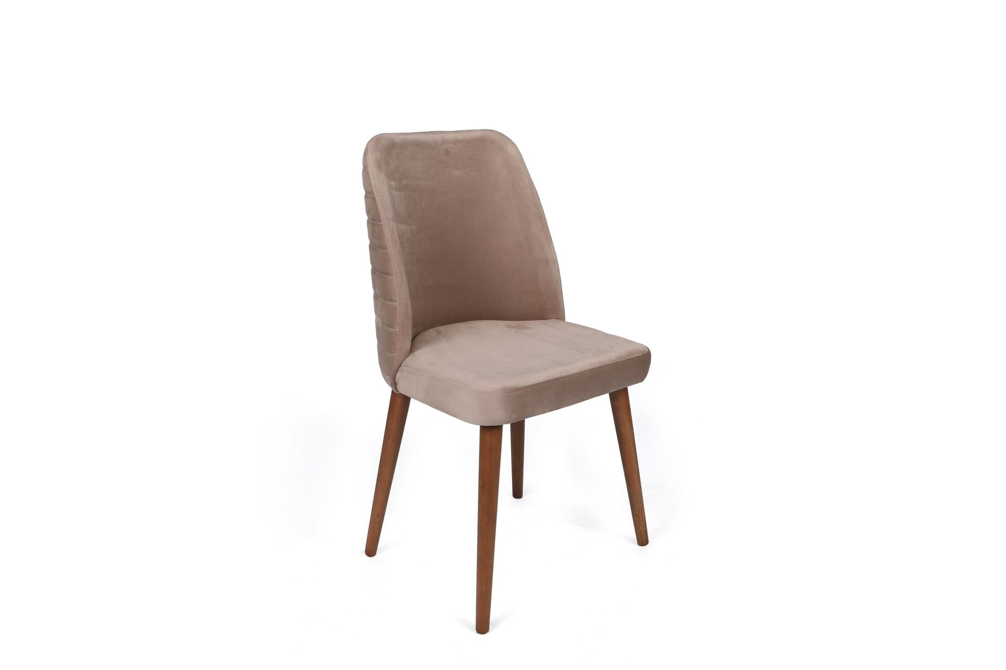 Set scaune (4 bucăți) Hanah Home, catifea, 50 x 49 x 90 cm, bej/nuc, 974NMB1617 — imaginea 3