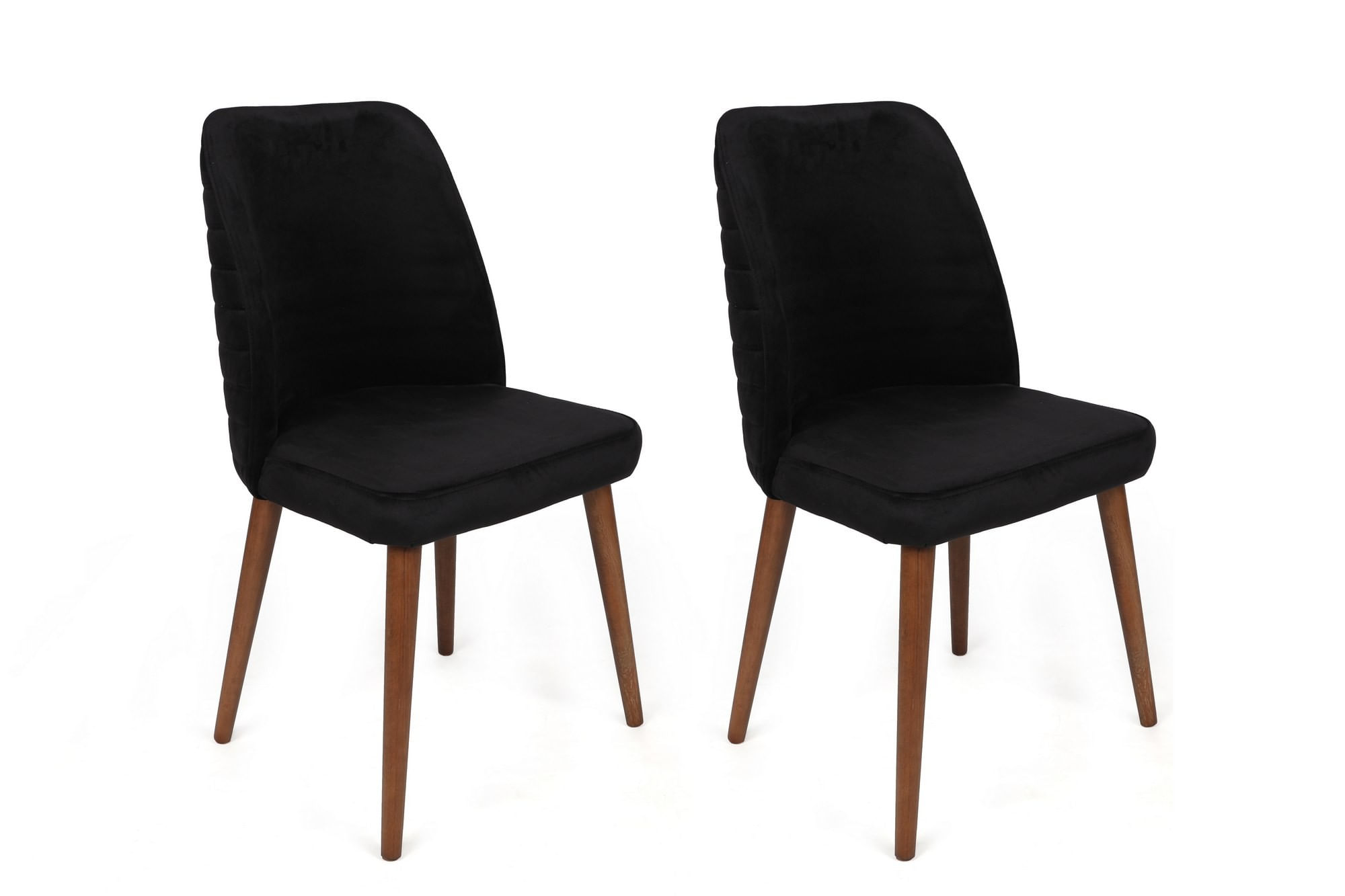 Set scaune (4 bucăți) Hanah Home, catifea, 50 x 49 x 90 cm, negru/nuc, 974NMB1619 — imaginea 5