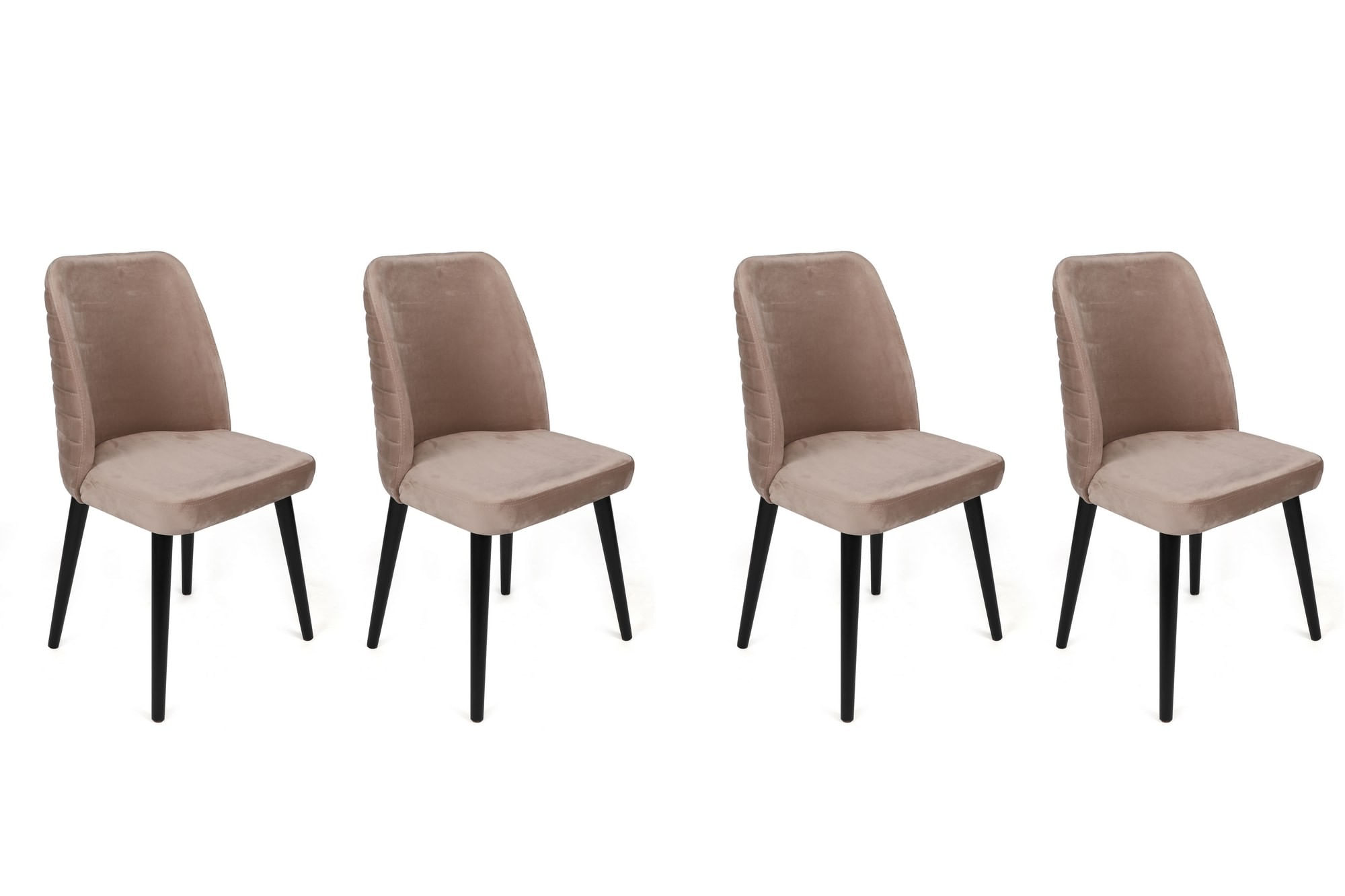 Set scaune (4 bucăți) Hanah Home, catifea, 50 x 49 x 90 cm, bej/negru, 974NMB1609 — imaginea 6