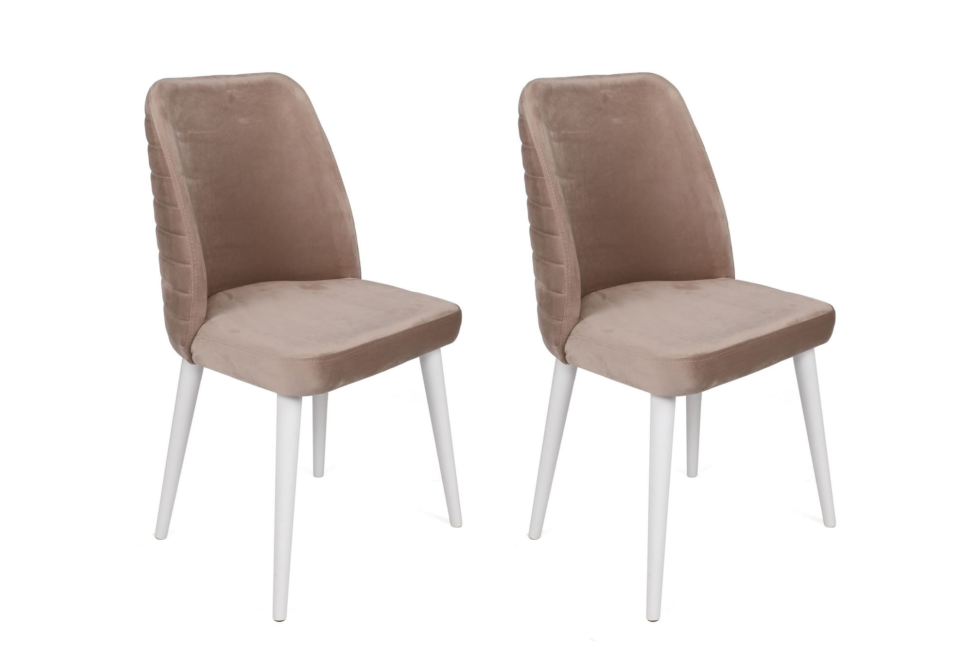 Set scaune (4 bucăți) Hanah Home, catifea, 50 x 49 x 90 cm, bej/alb, 974NMB1613 — imaginea 4